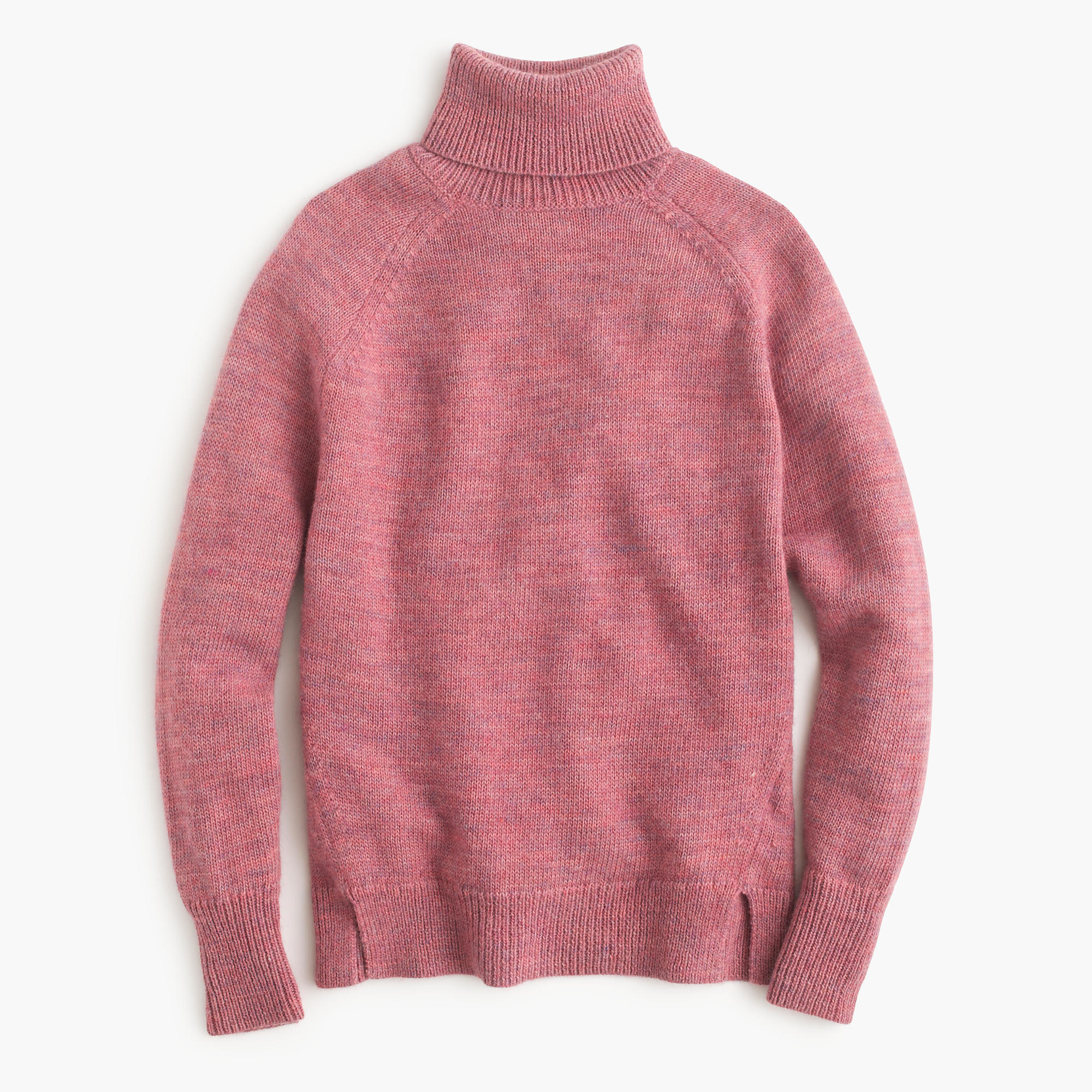J.Crew Wool Turtleneck Sweater With Notched Hem in Pink Lyst
