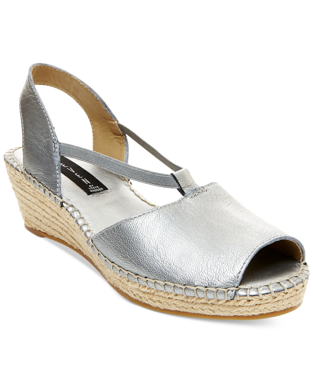 Steven by Steve Madden Leather Women's Izzi Slip-on Espadrille Wedges in Pewter (Gray) - Lyst