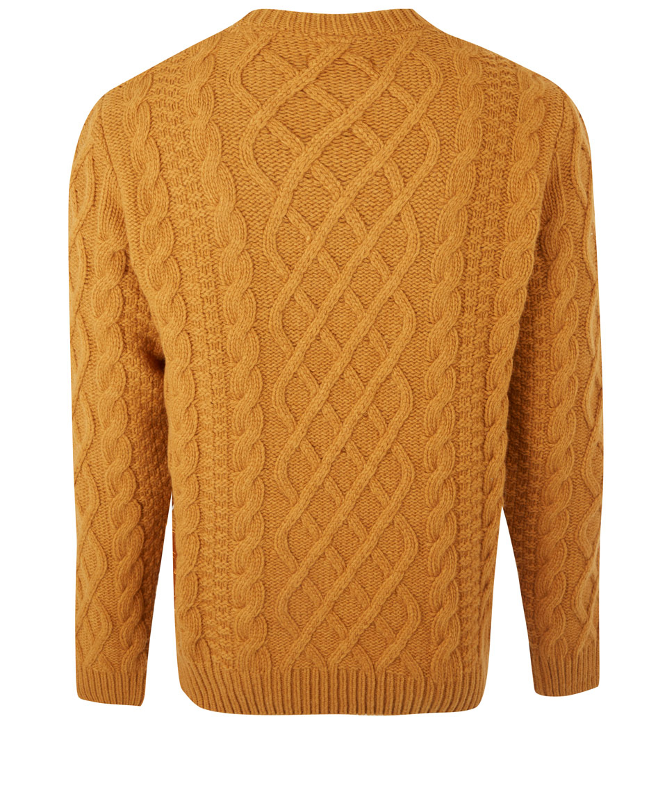 Barbour Cable Knit Jumper in Mustard (Orange) for Men - Lyst