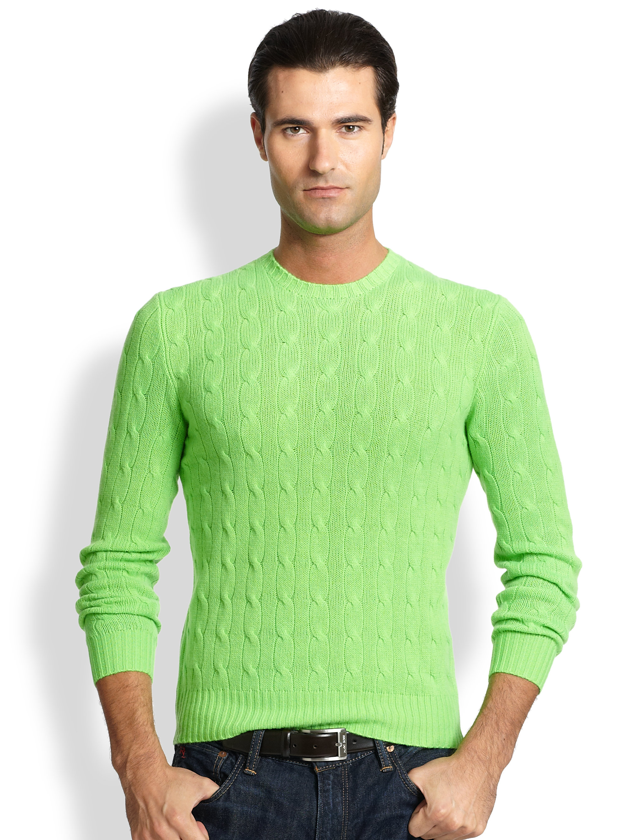 Polo Ralph Lauren Cable-knit Cashmere Sweater in Lime (Green) for Men ...
