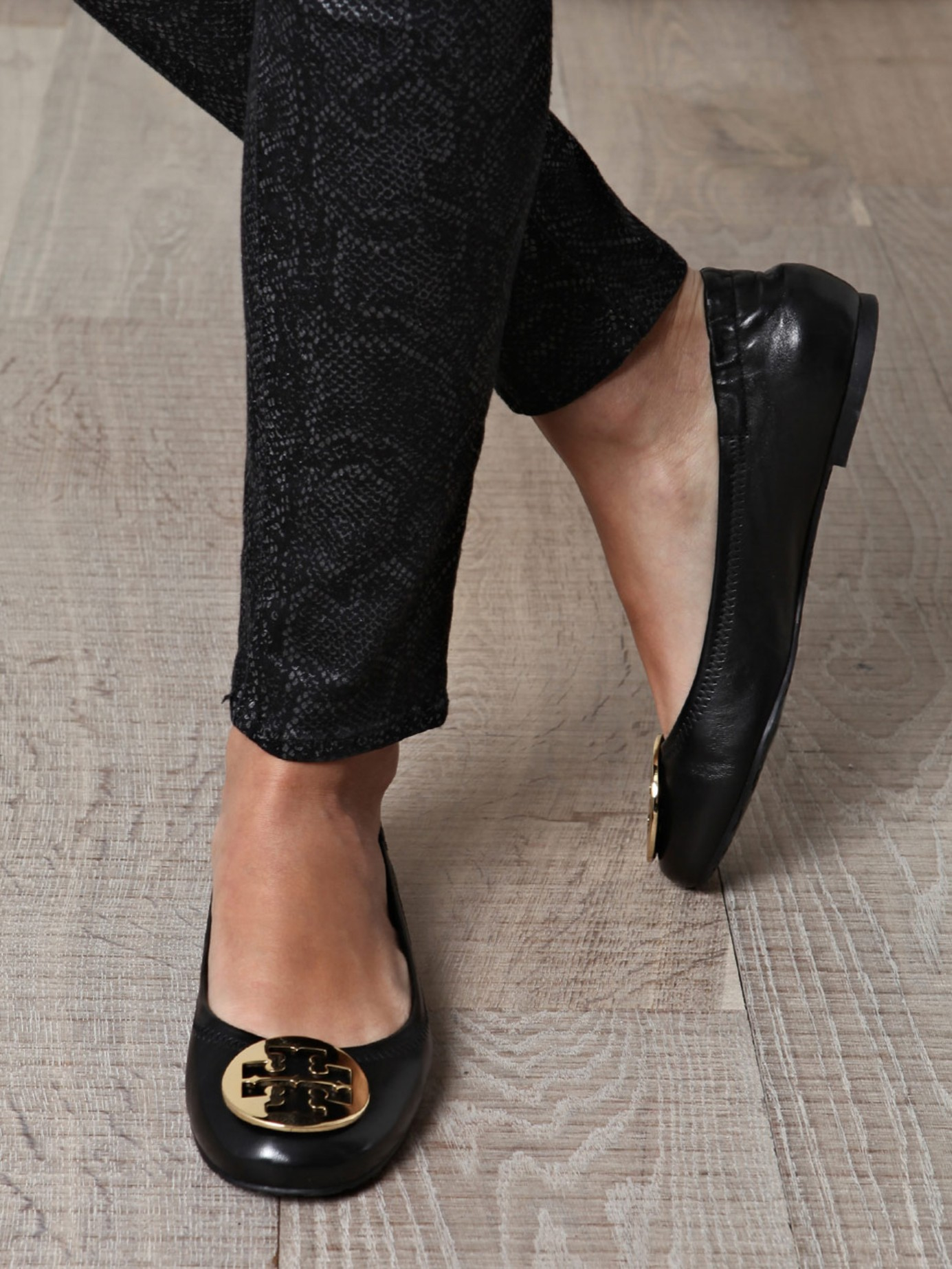 tory burch black reva flats
