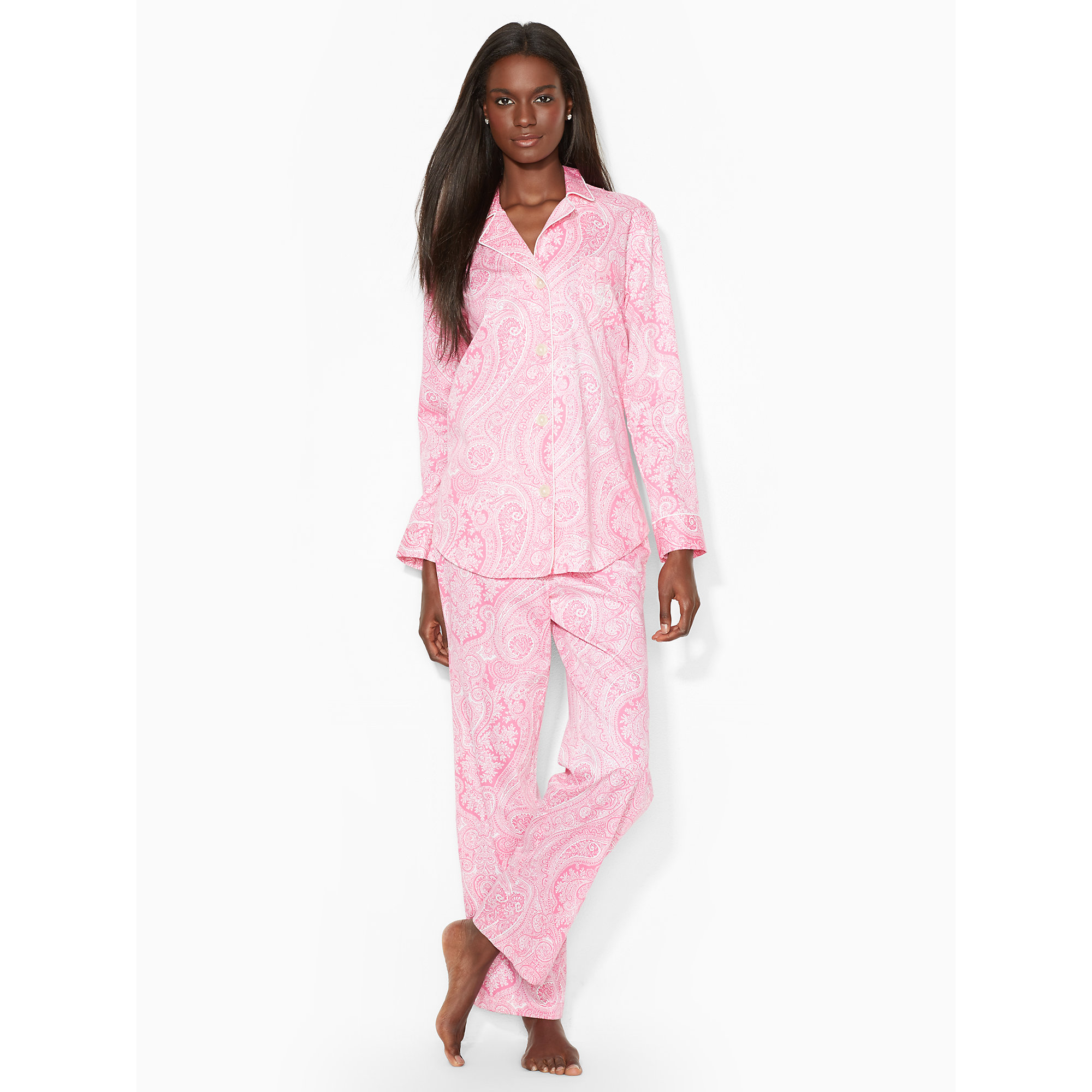 Ralph Lauren Paisley Cotton Pajama Set in Pink | Lyst