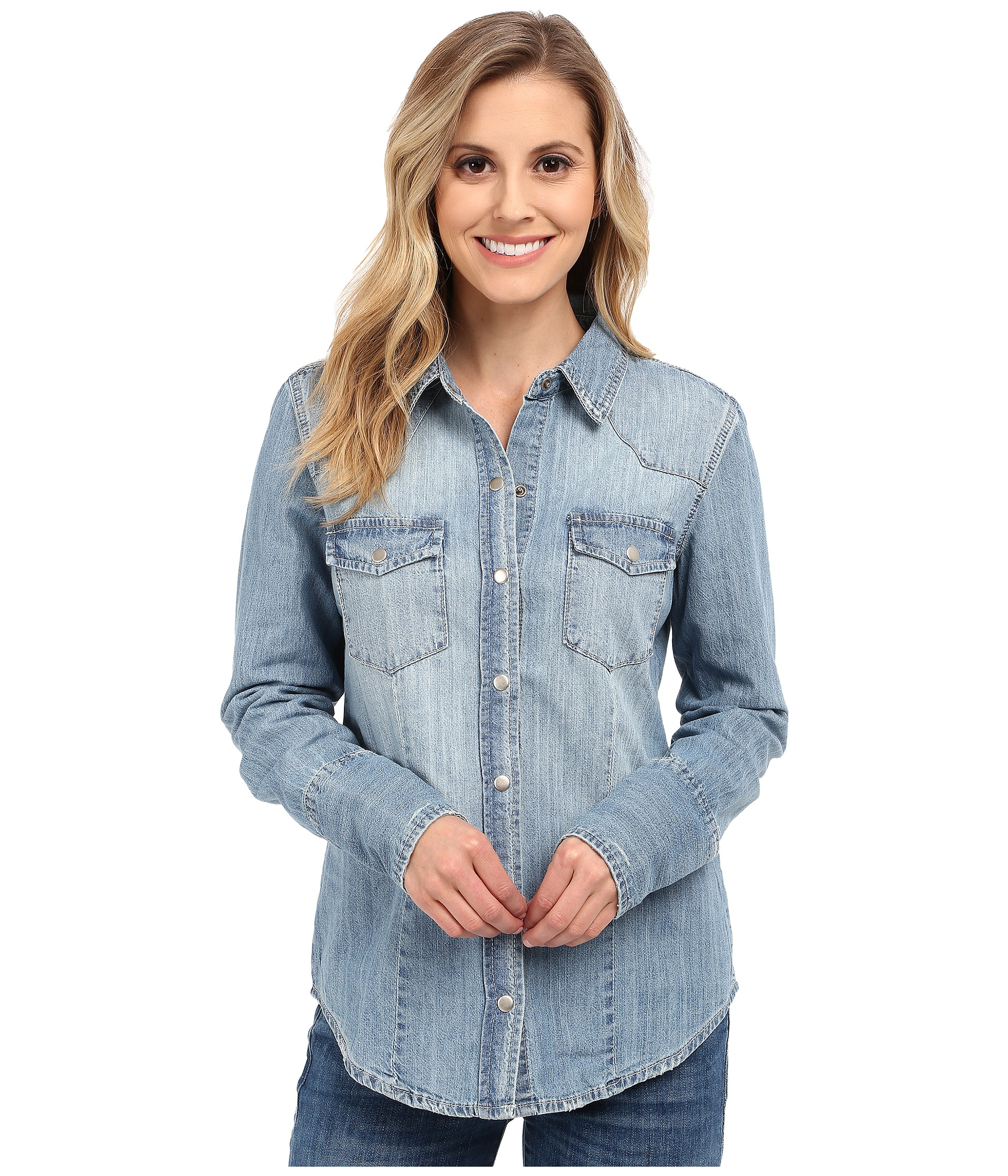 light blue denim long sleeve shirt