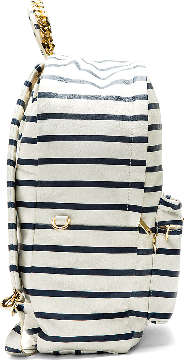 Sophie Hulme Off_white and Navy Leather Printed Stripe Backpack in Blue - Lyst
