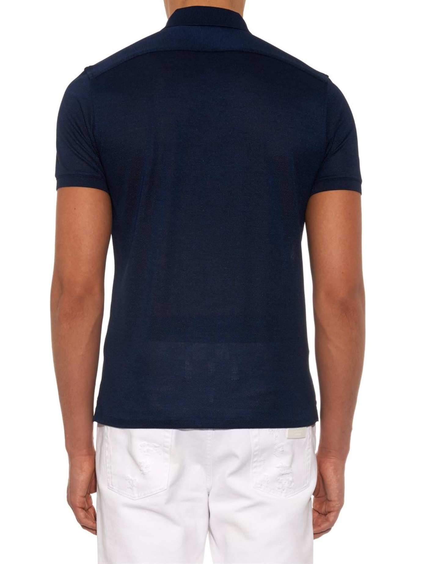 Ermenegildo zegna WaffleKnit Silk Polo Shirt in Blue for Men Lyst