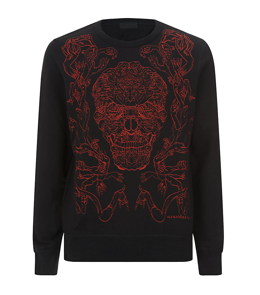 Alexander mcqueen Embroidered Skull Sweatshirt in Red for Men | Lyst