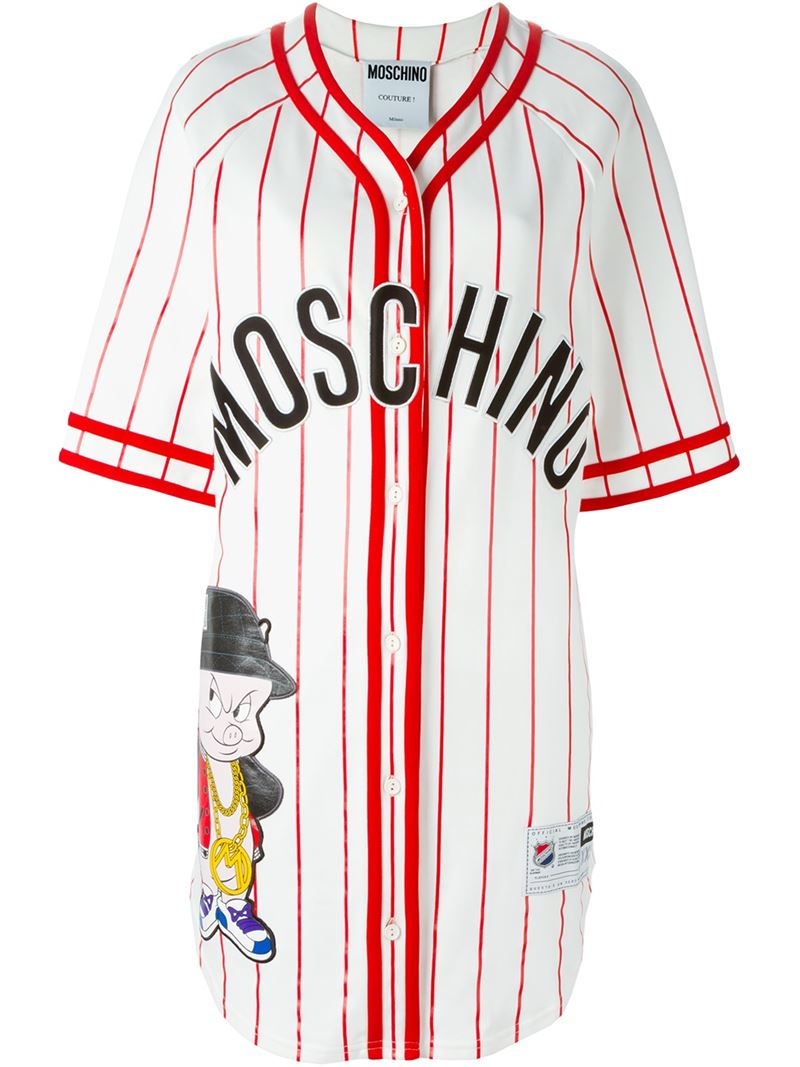 Moschino Looney Tunes Baseball Shirt Dress in White | Lyst