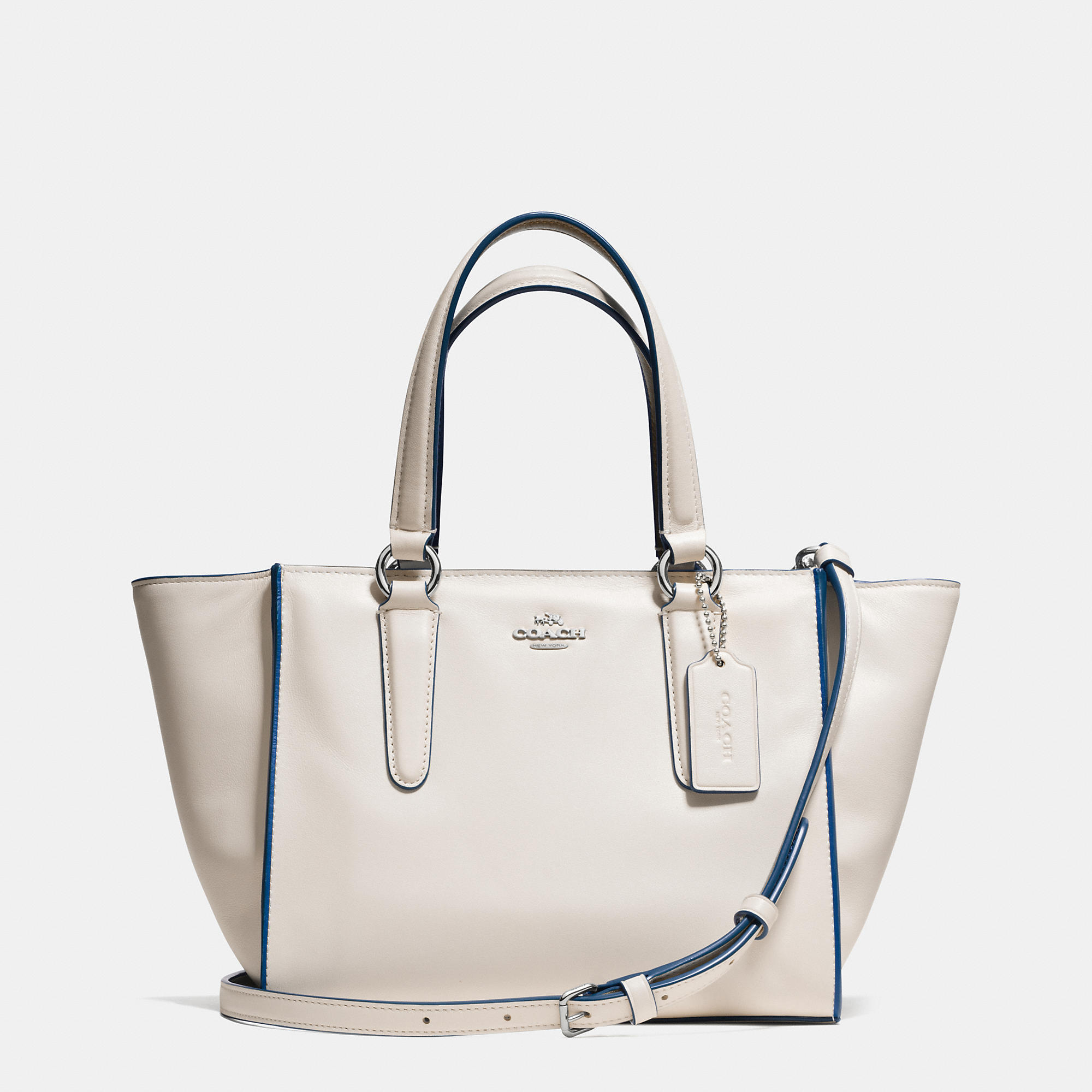 COACH Crosby Mini Carryall In Colorblock Leather in Silver/Chalk 