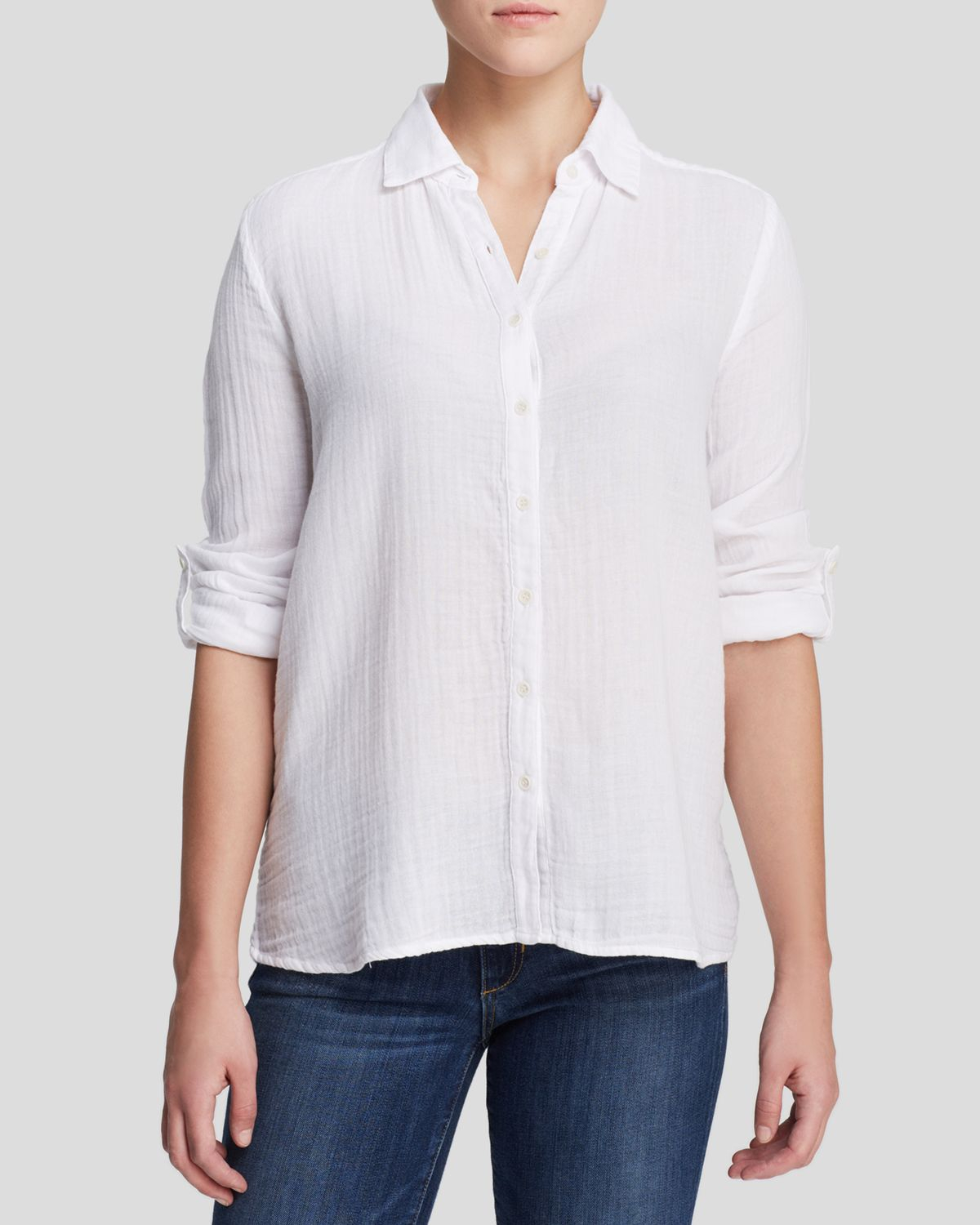 white stretch shirt women