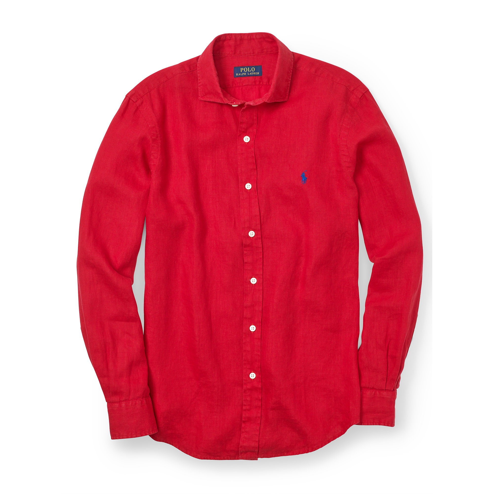 ralph lauren red linen shirt