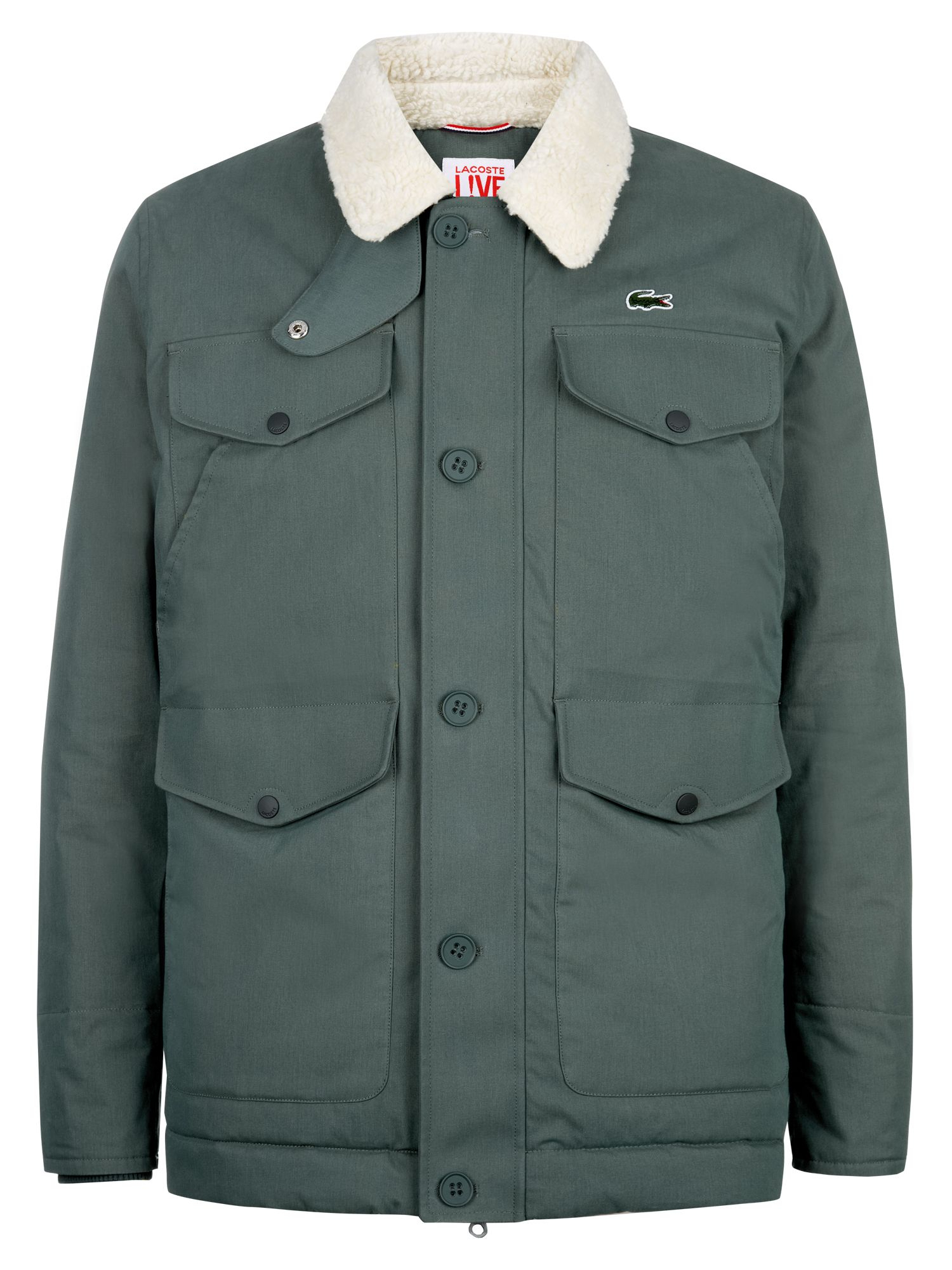 Lacoste Shearling Collar Jacket in Green for Men (Light Green) Lyst