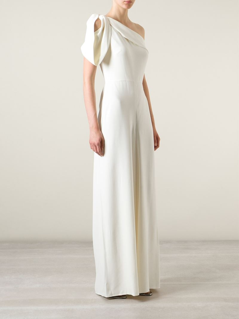 Alexander McQueen One-Shoulder Evening Gown in White | Lyst