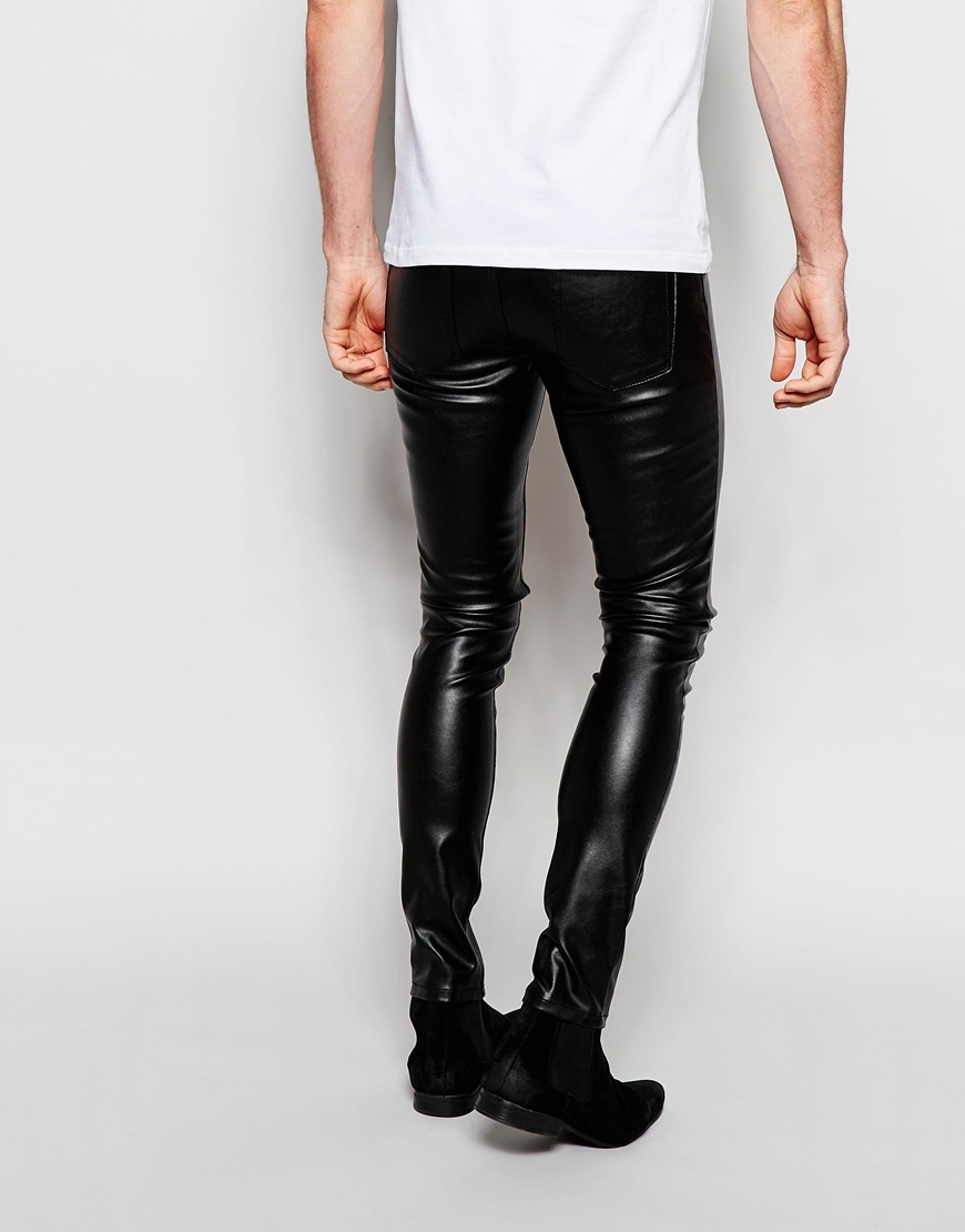 Asos Meggings In Faux Leather in Black for Men | Lyst