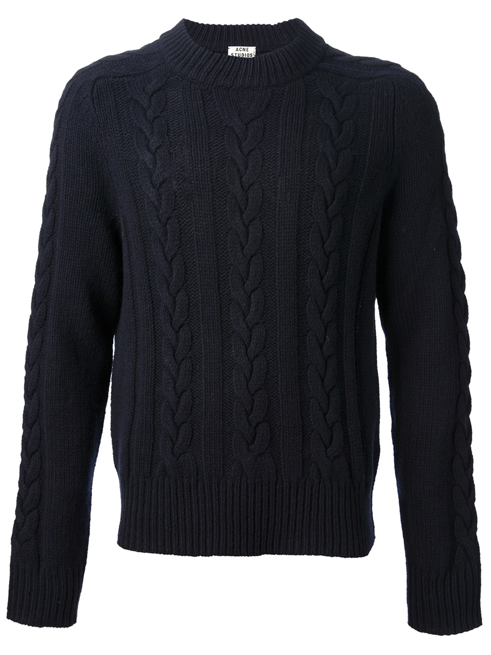 Acne Studios Brent Cable Knit Sweater in Blue (Black) for Men - Lyst