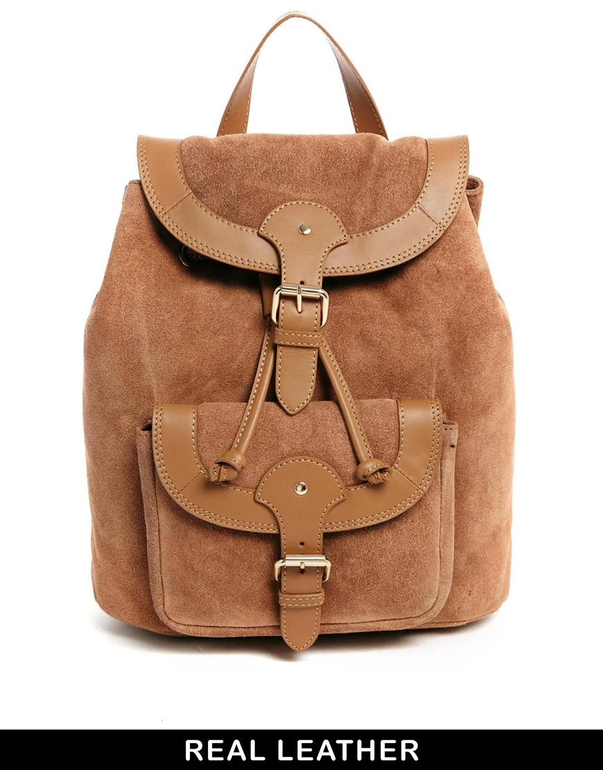 Lyst Asos Leather Vintage Style Backpack in Brown