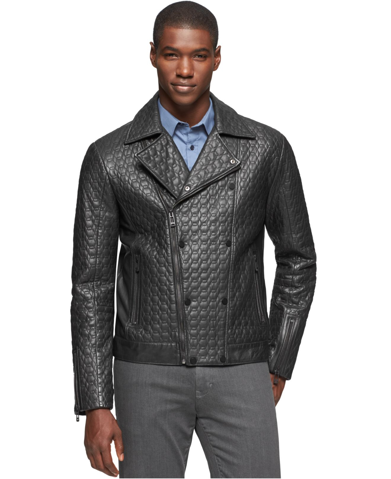calvin klein leather jacket mens