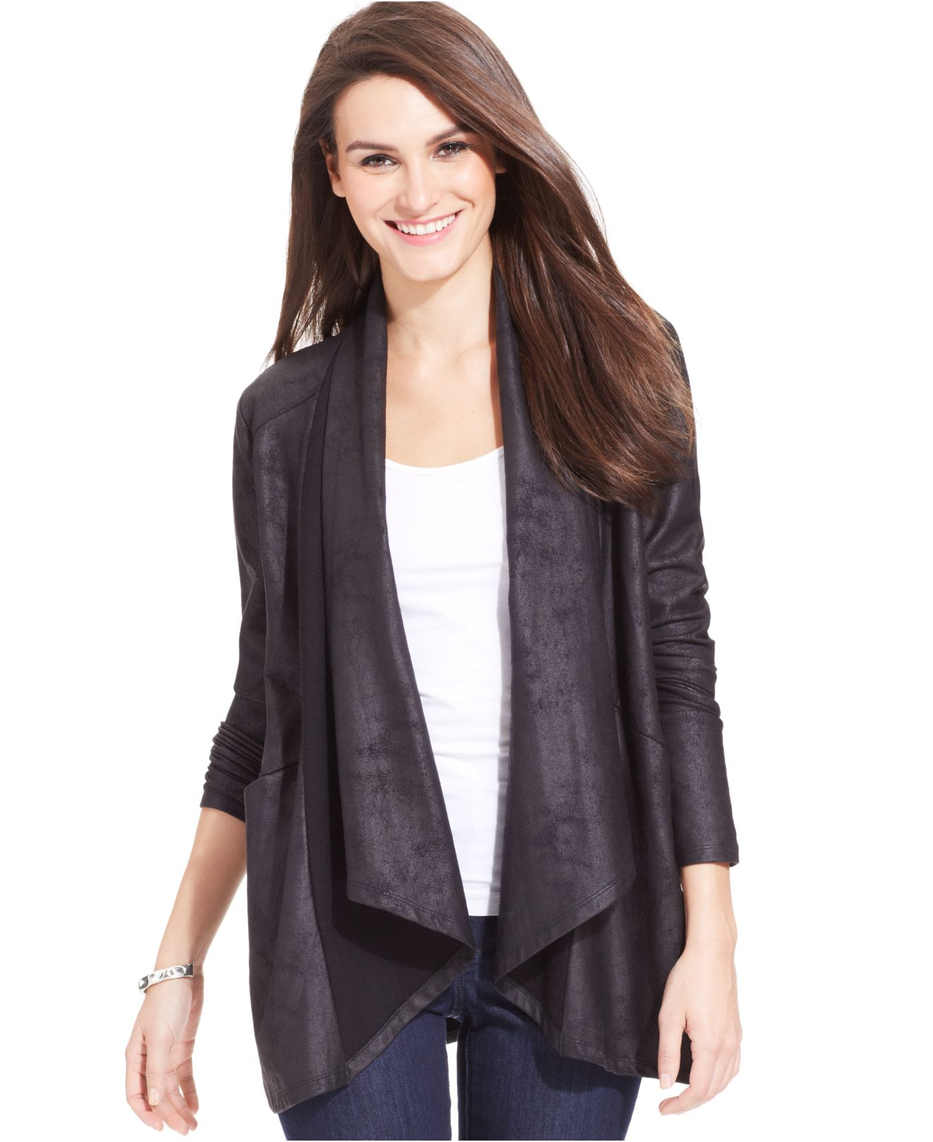 leather cardigan jacket