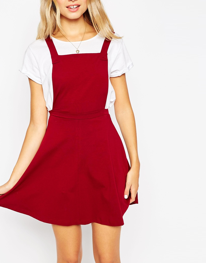 ASOS Pinafore Dress in Red | Lyst Canada