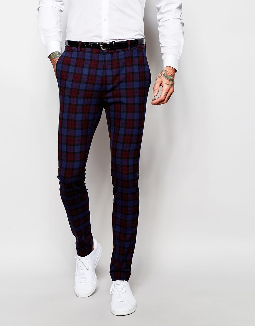 tartan skinny pants mens