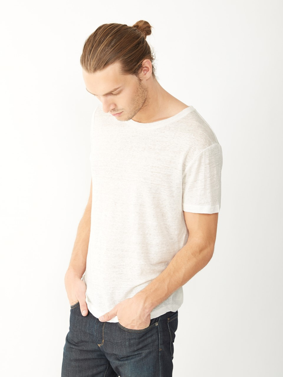 Lyst - Alternative Apparel Wide Neck Linen Tshirt in White for Men