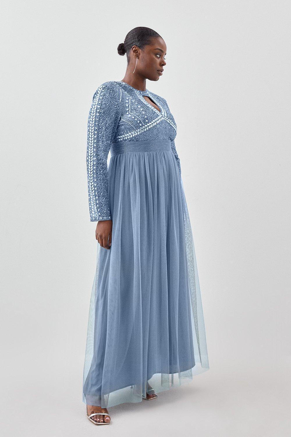 Light blue top plus size gown