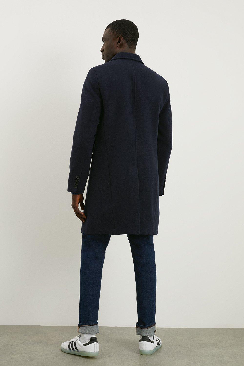 Burton menswear overcoat in navy cheap
