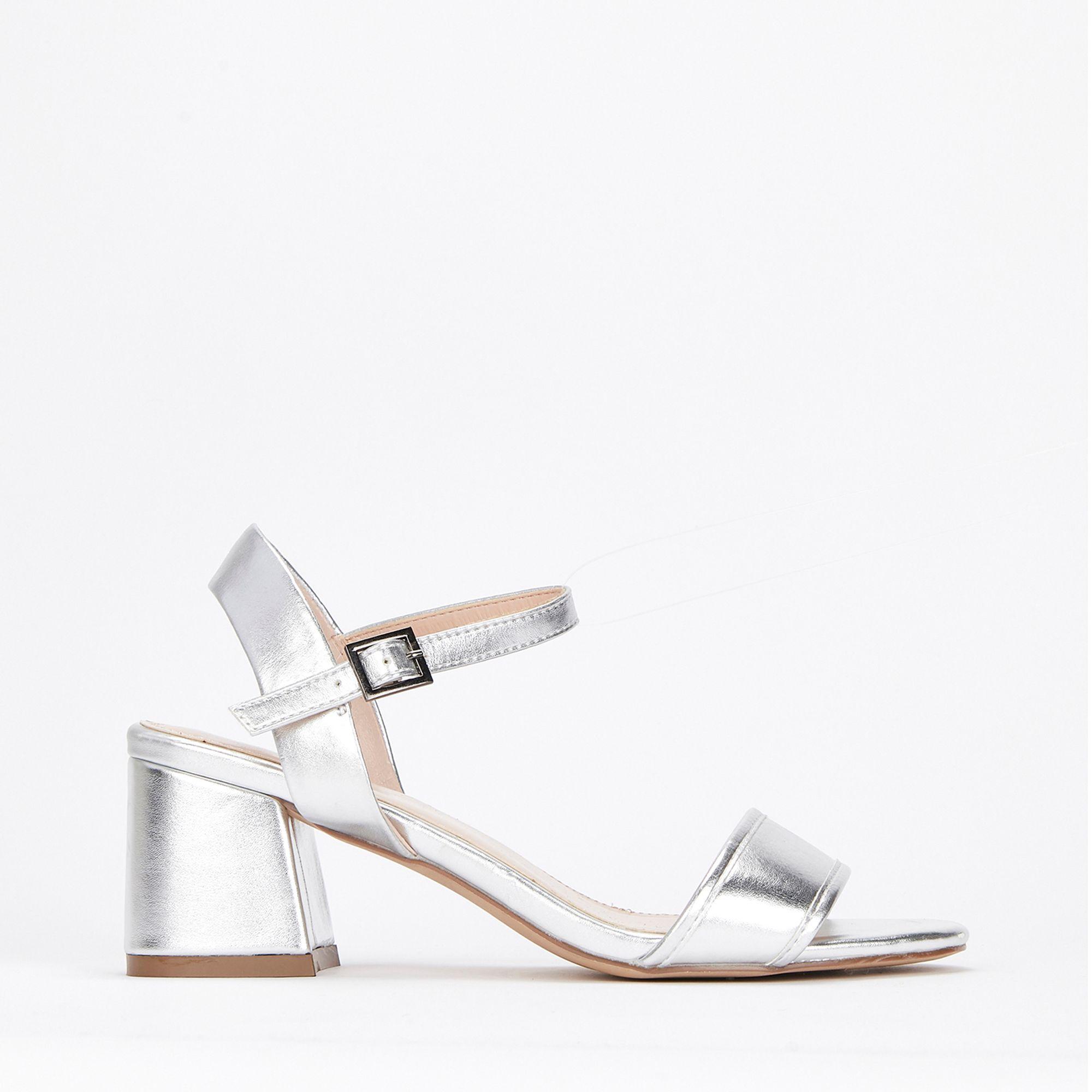 extra wide silver heels