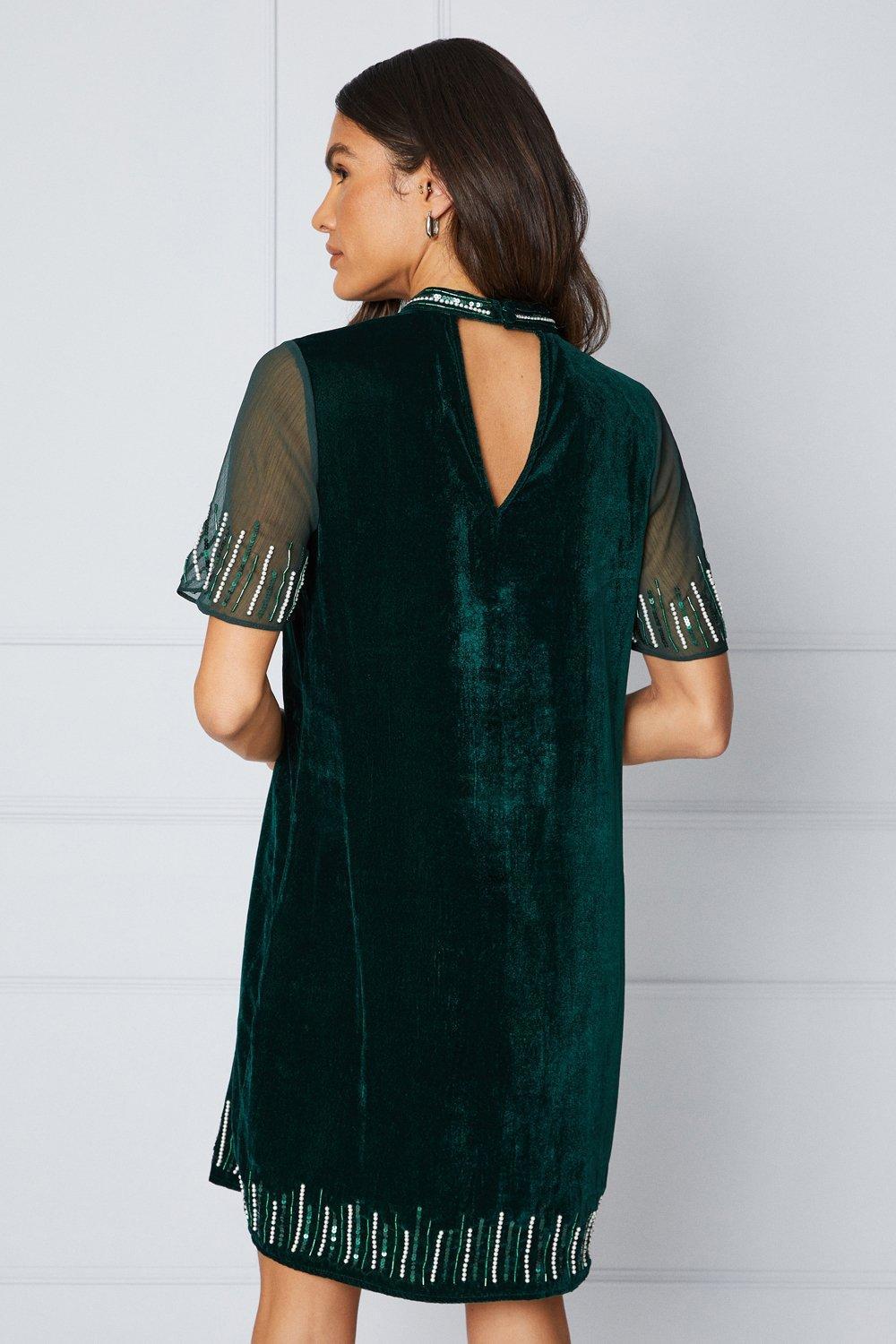 Wallis green velvet clearance dress