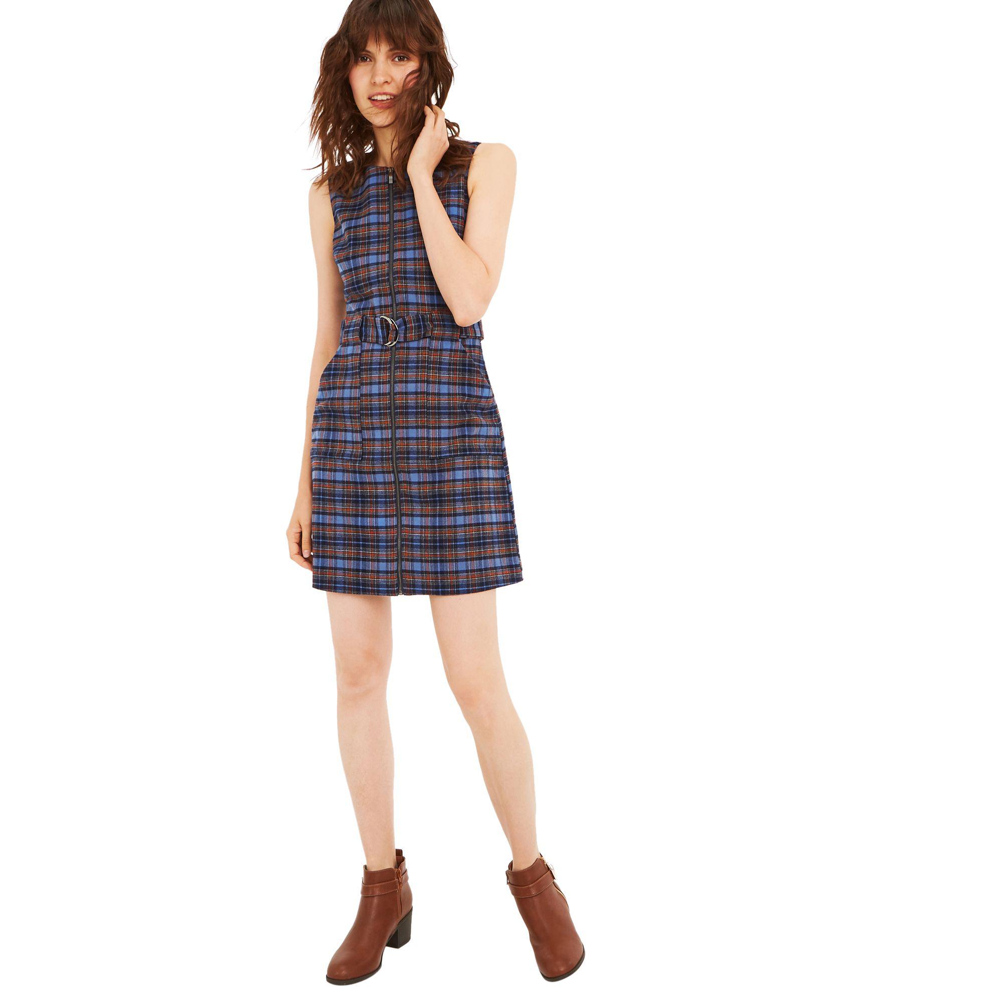oasis blue check shift dress