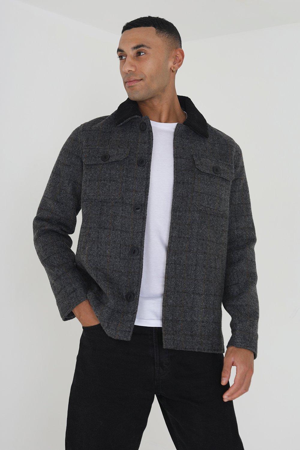 Brave soul heaven shop padded jacket in check