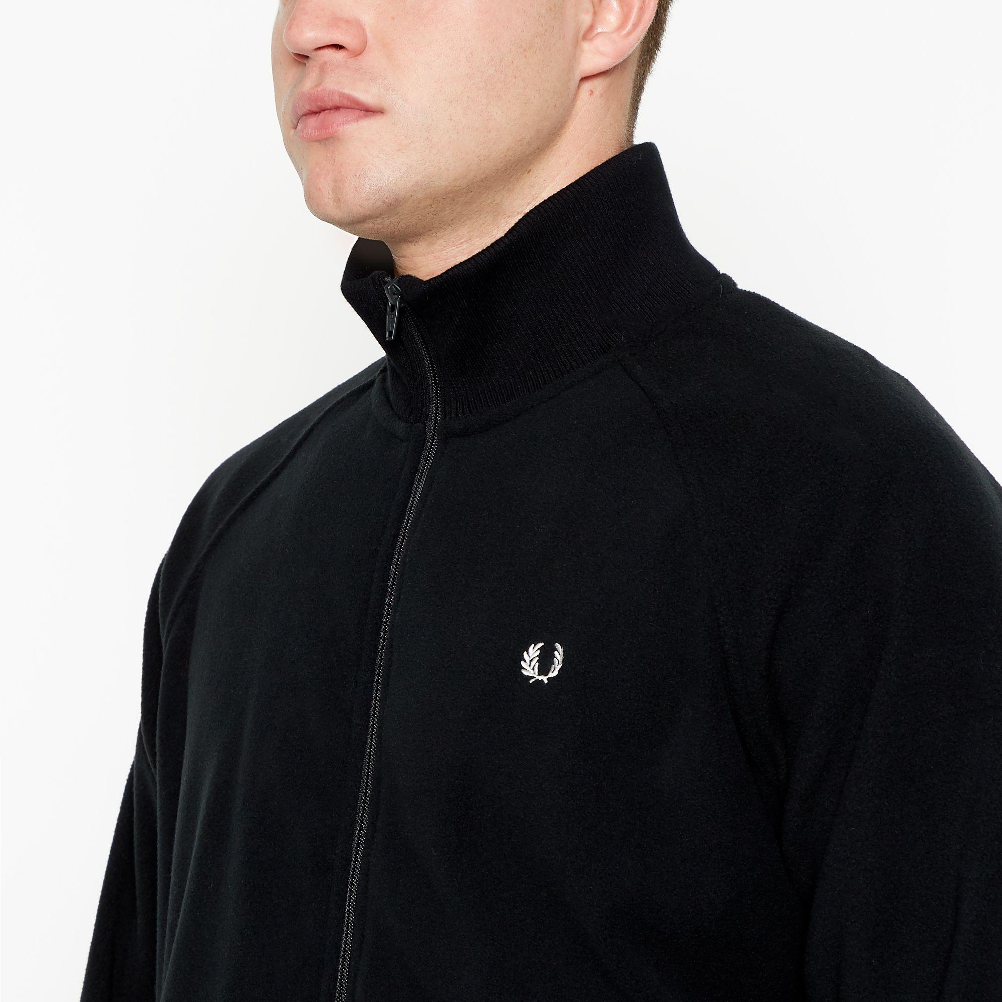 Fred Perry Fleece Track Jacket in Black for Men Lyst