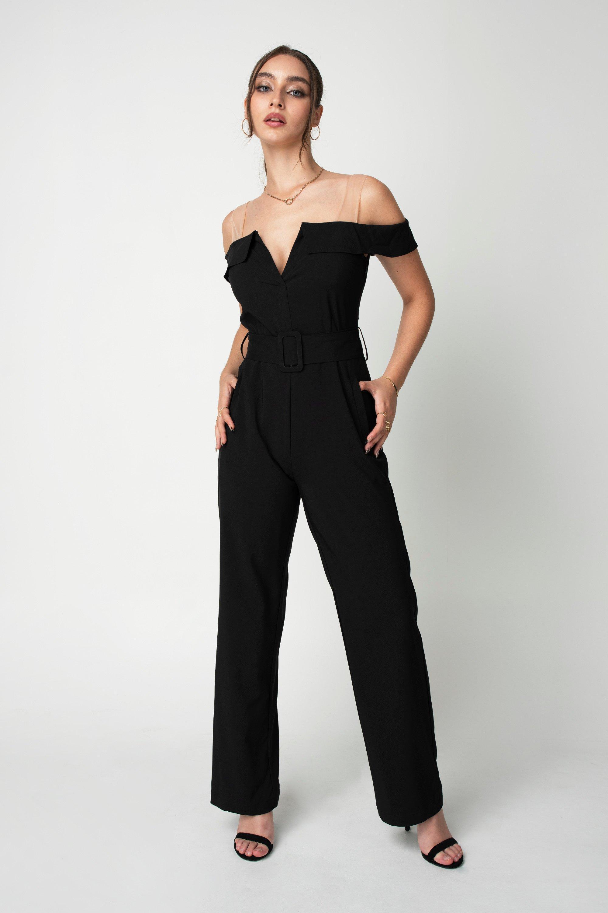 Double Second Red Belted Sleeveless Wrap Jumpsuit