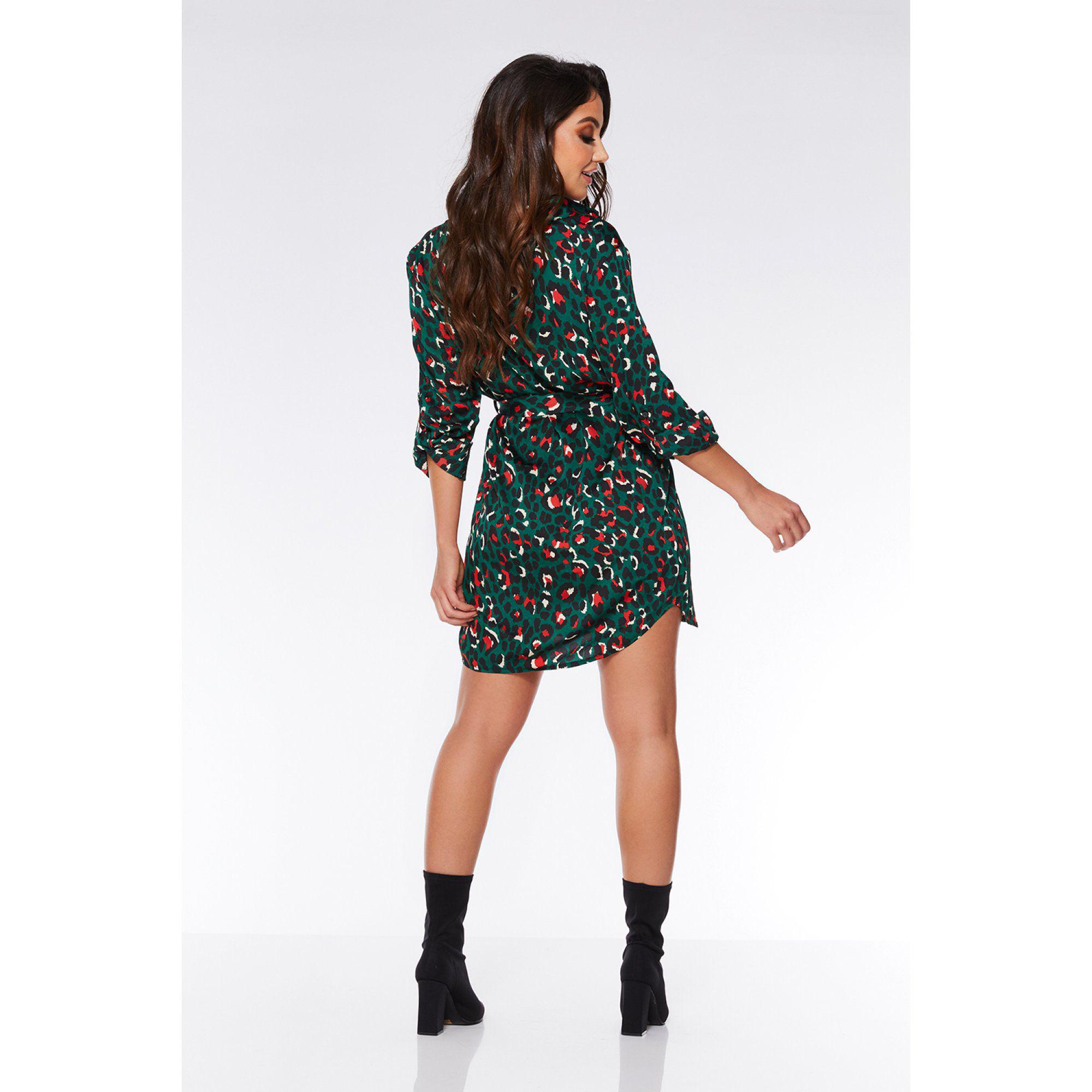 quiz leopard print shirt dress