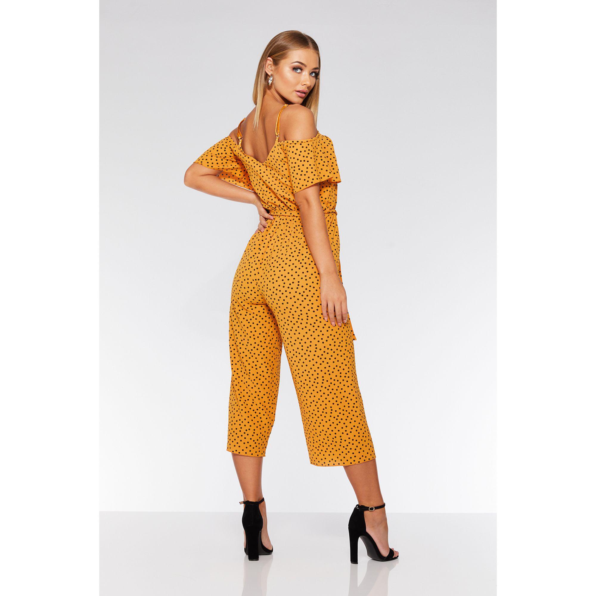 mustard polka dot jumpsuit