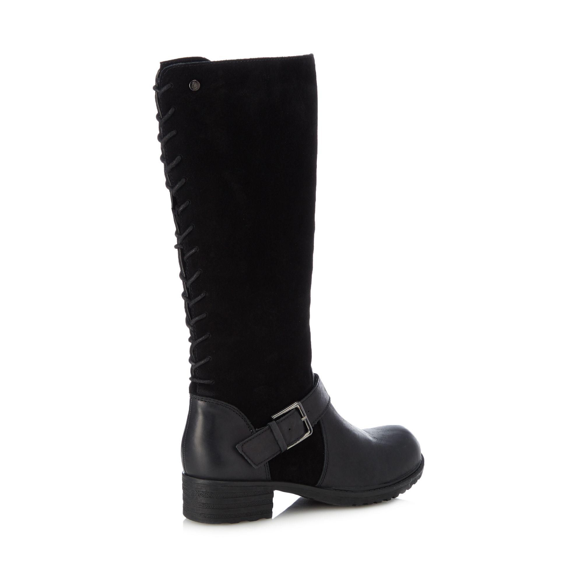 Hush Puppies Suede 'pomeranian' Block Heel Knee High Boots in Black Lyst