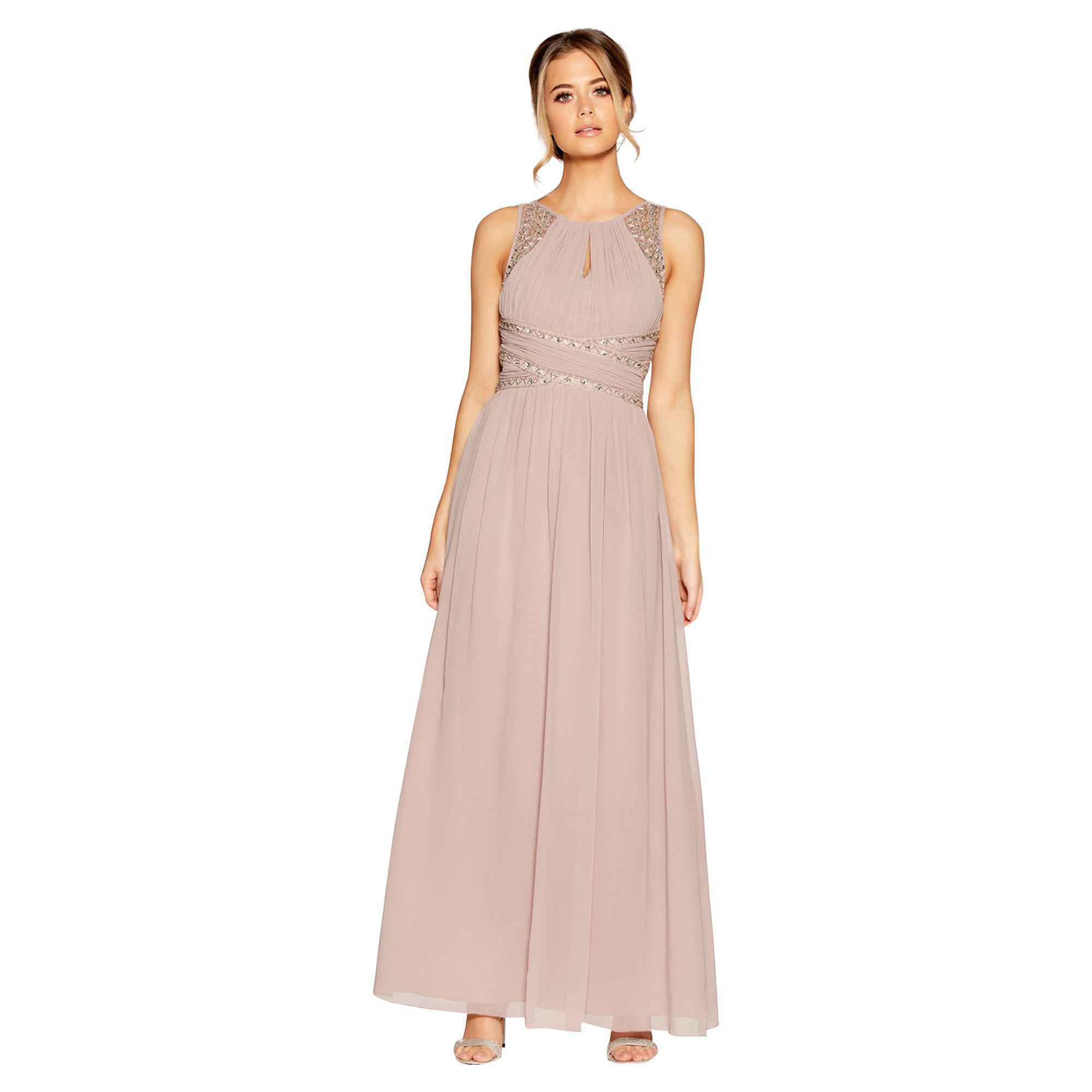 quiz chiffon embellished high neck maxi dress