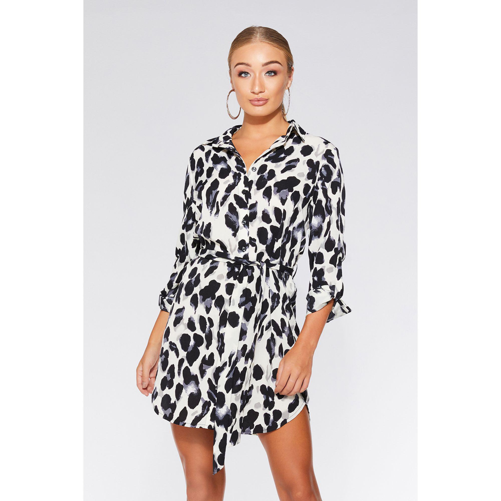 quiz leopard print shirt dress