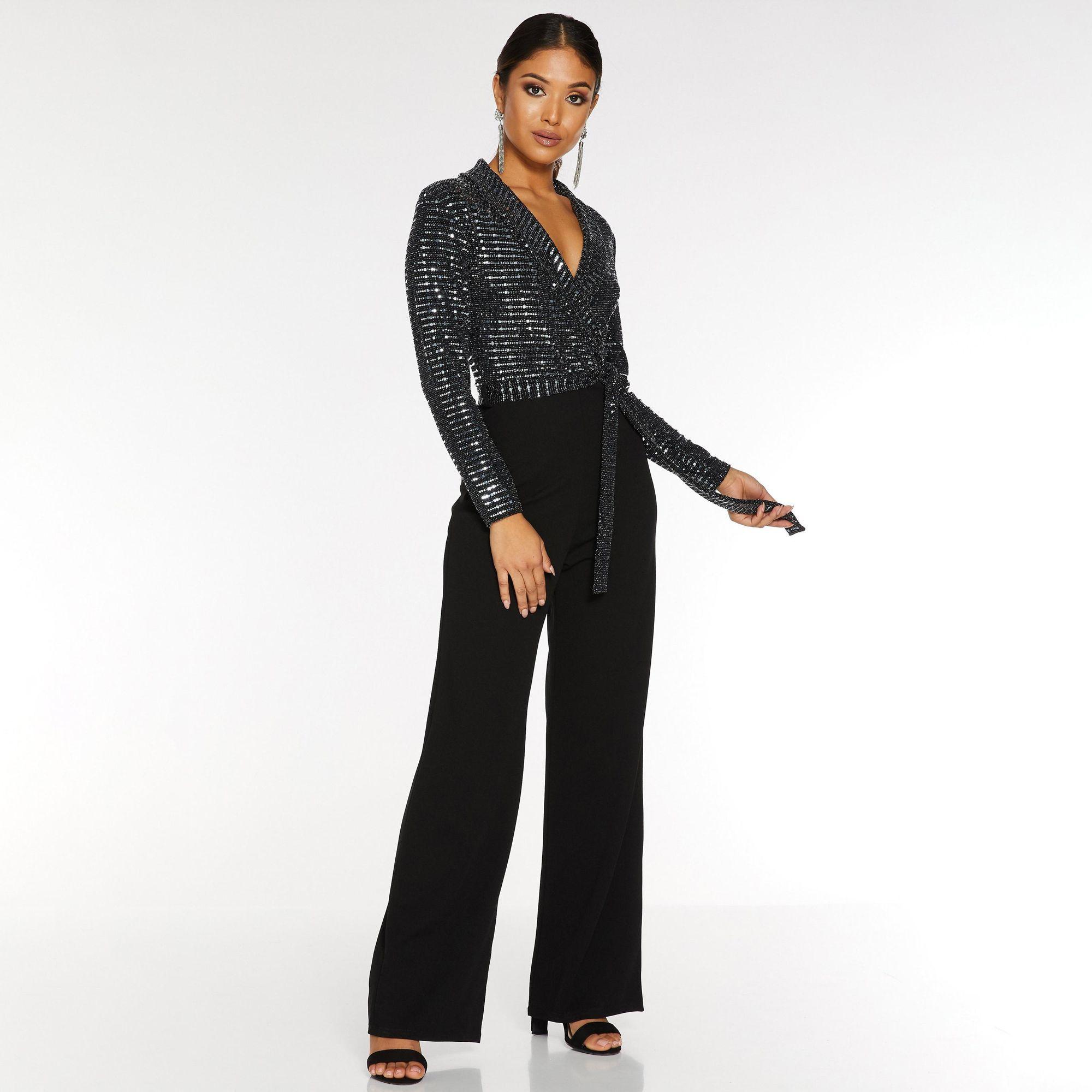 quiz navy sequin jumpsuit