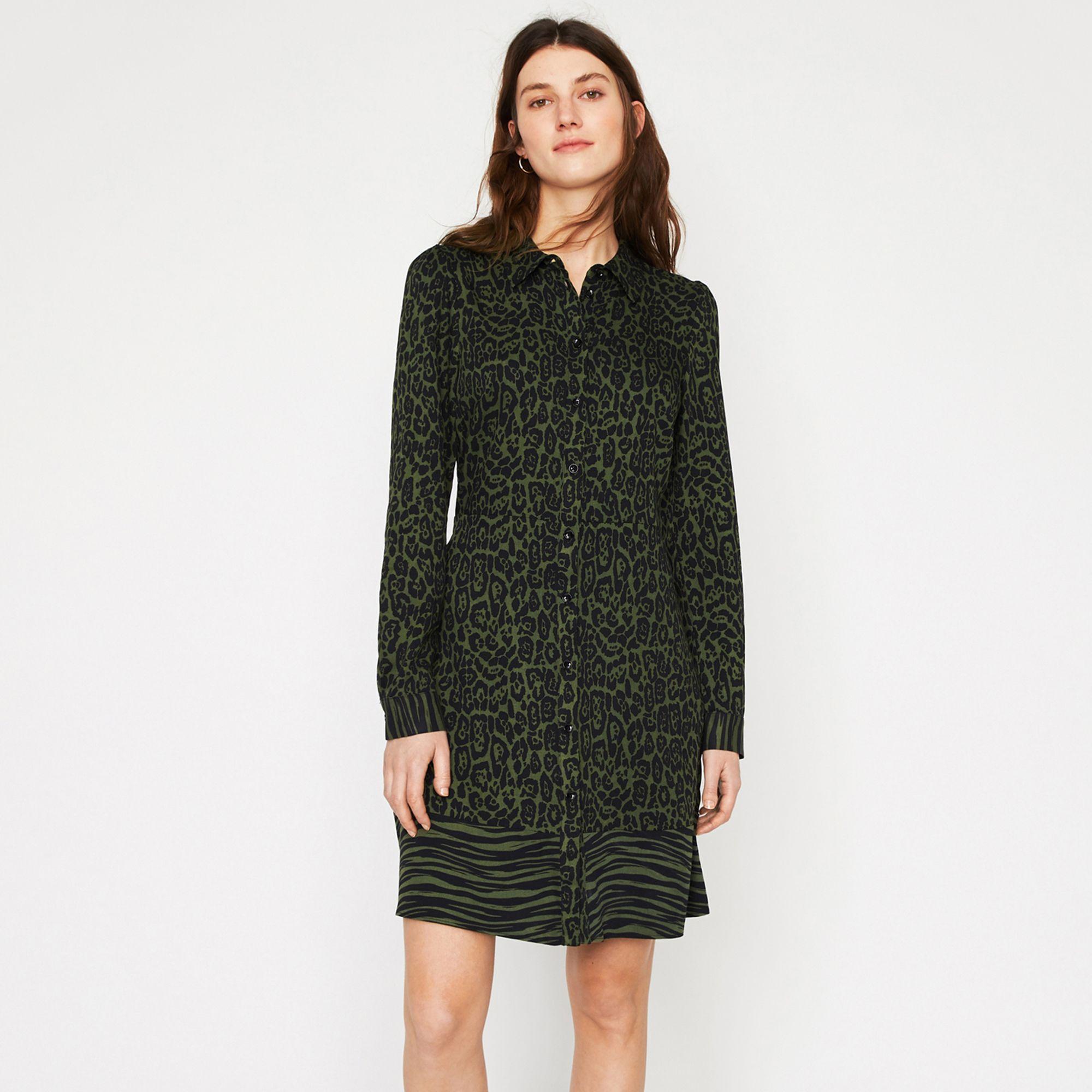 warehouse mixed animal shirt dress