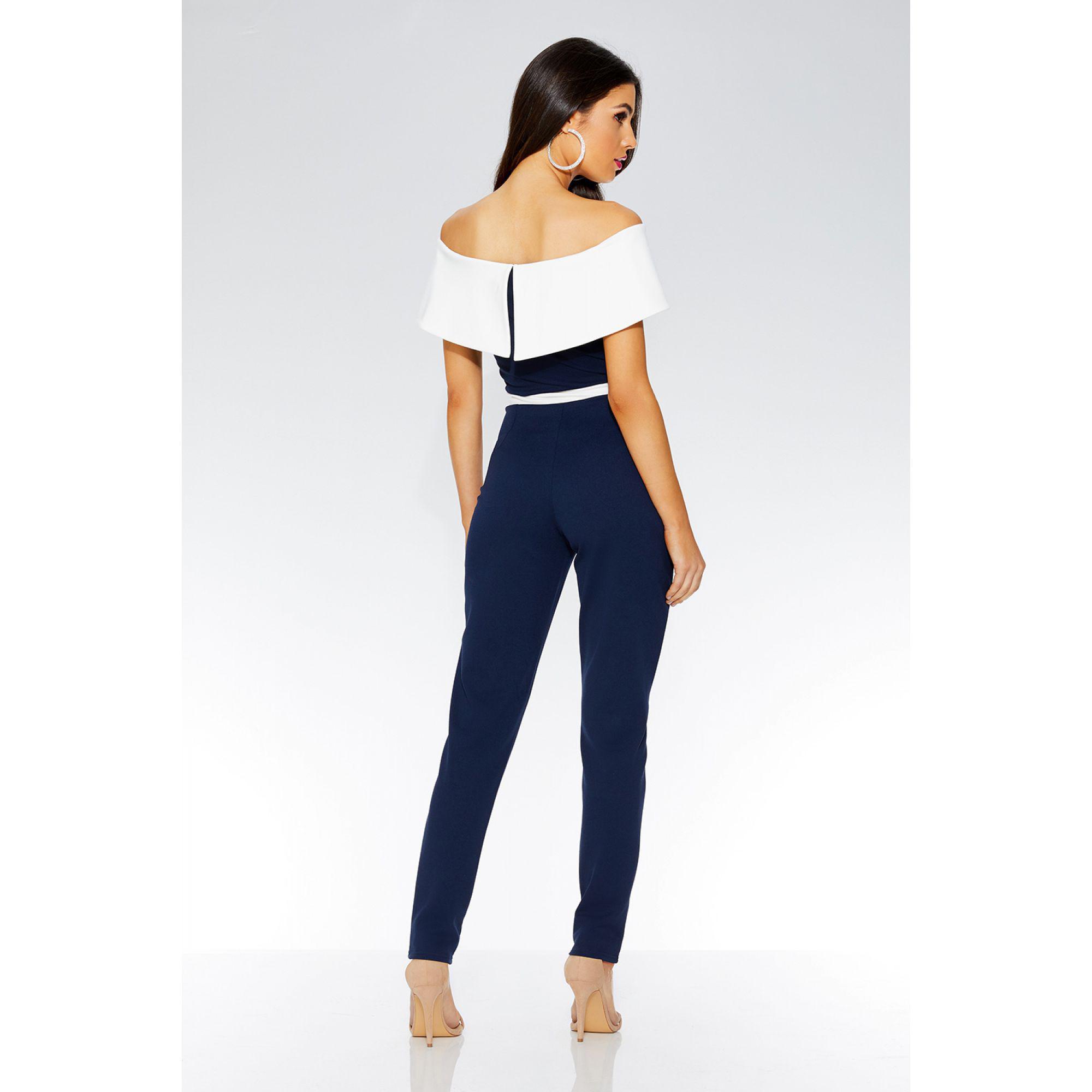 navy and cream jumpsuit