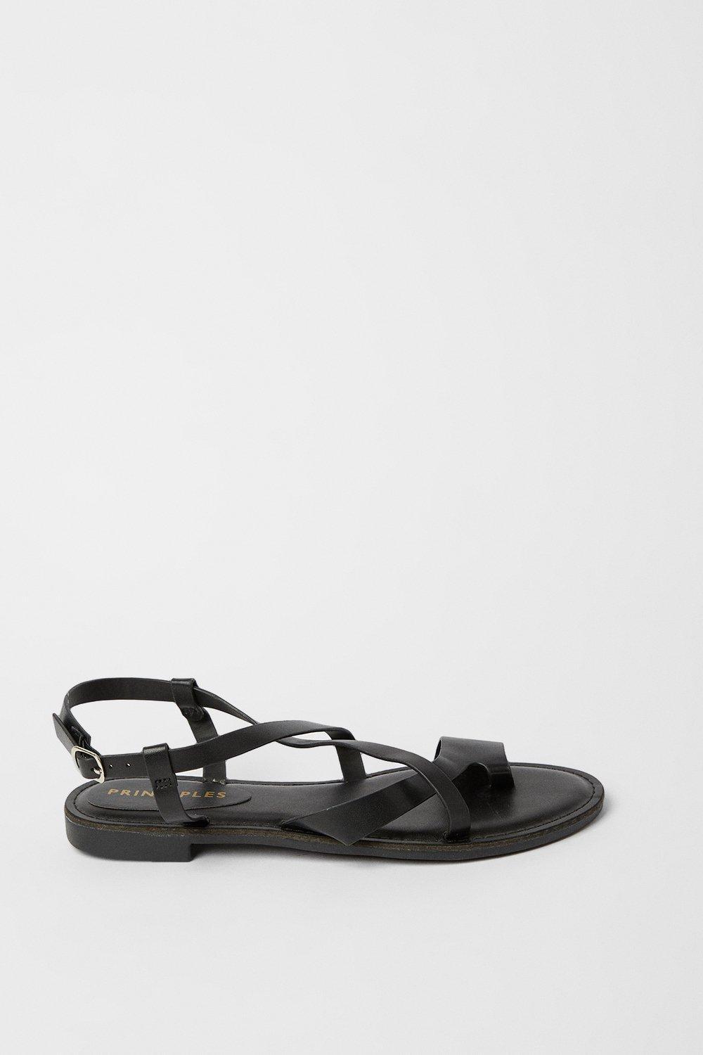 PRINCIPLES Bonnie Toe Loop Flat Sandals in Black Lyst UK
