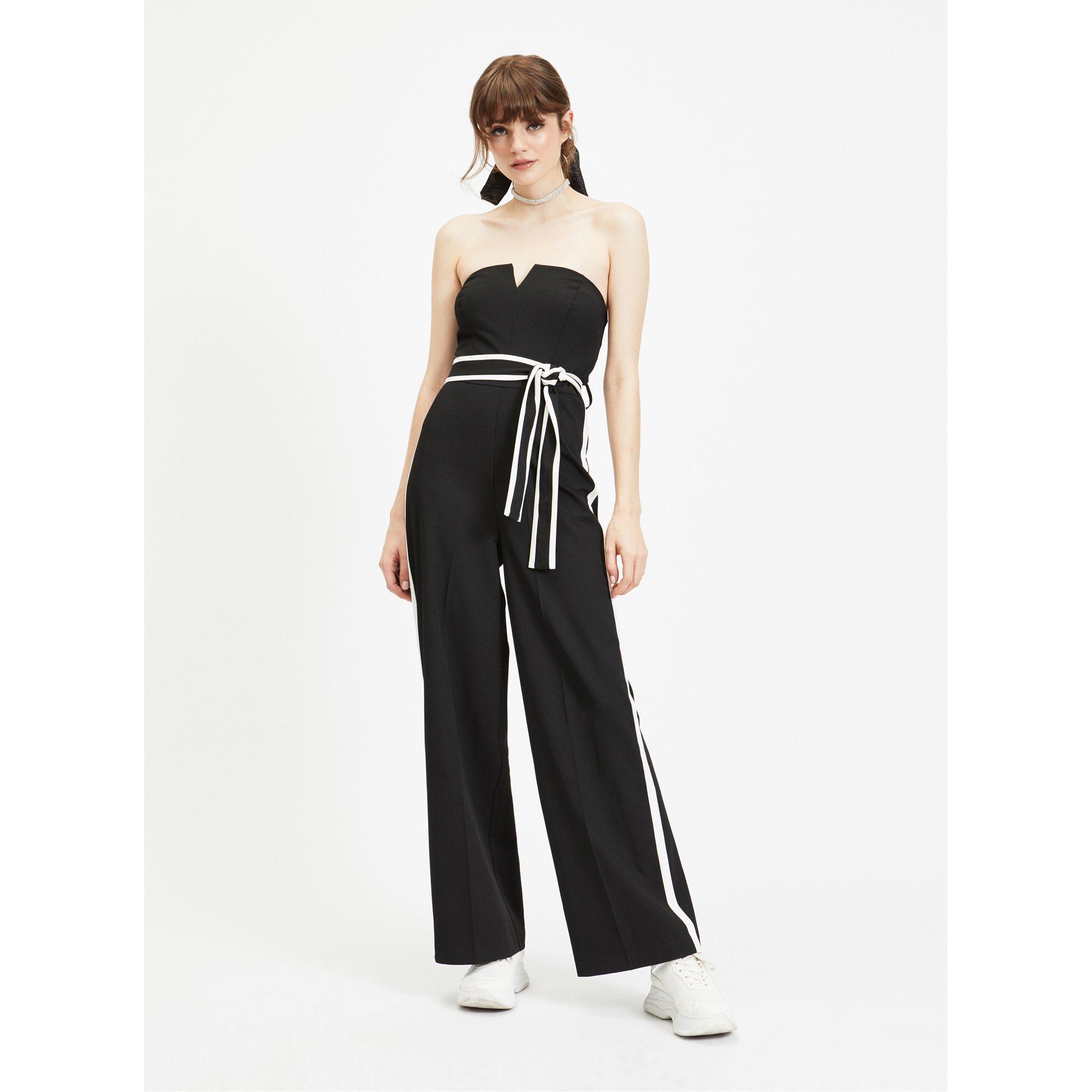 striped bandeau jumpsuit