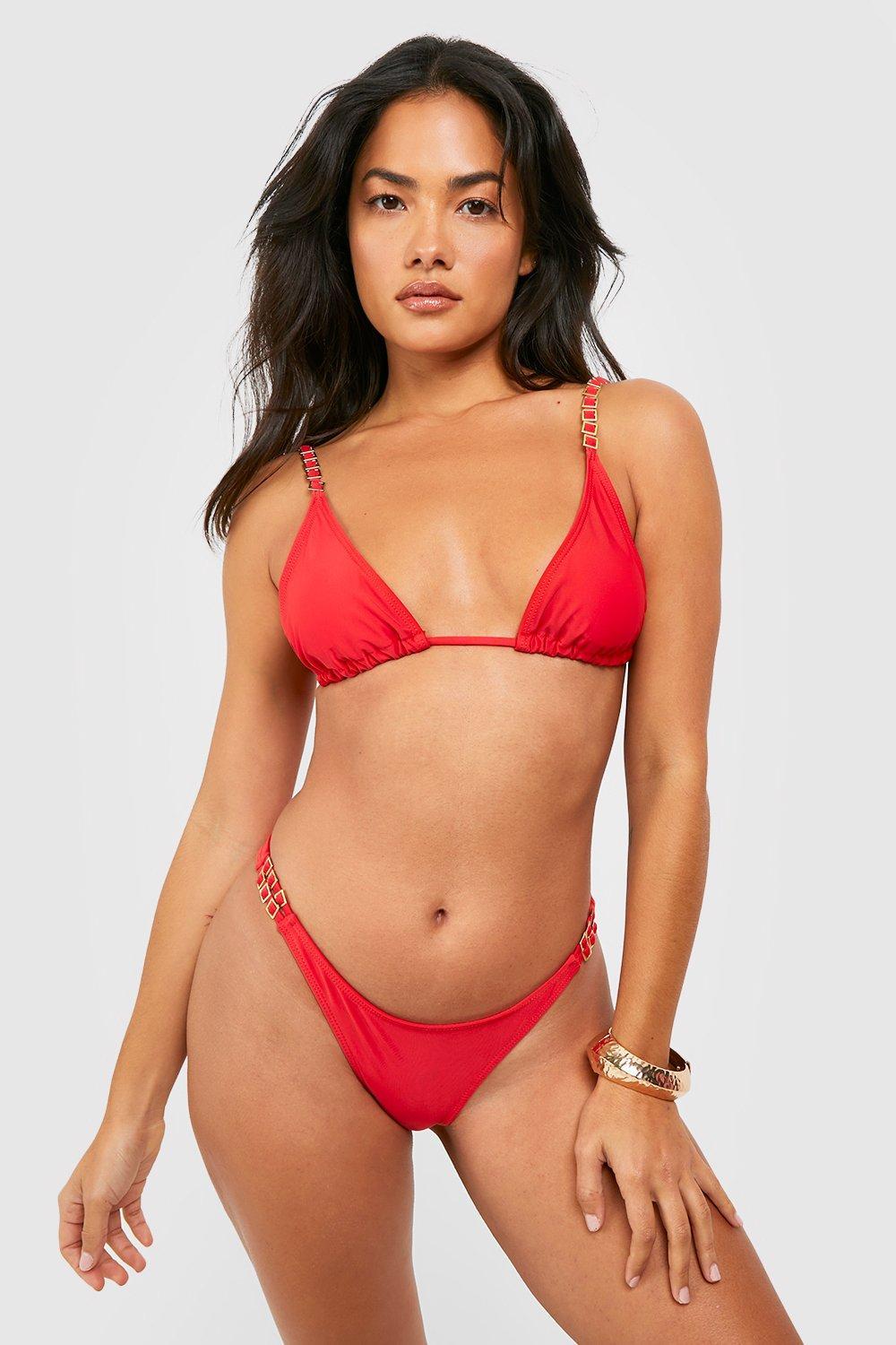 Red bikini with gold deals chain