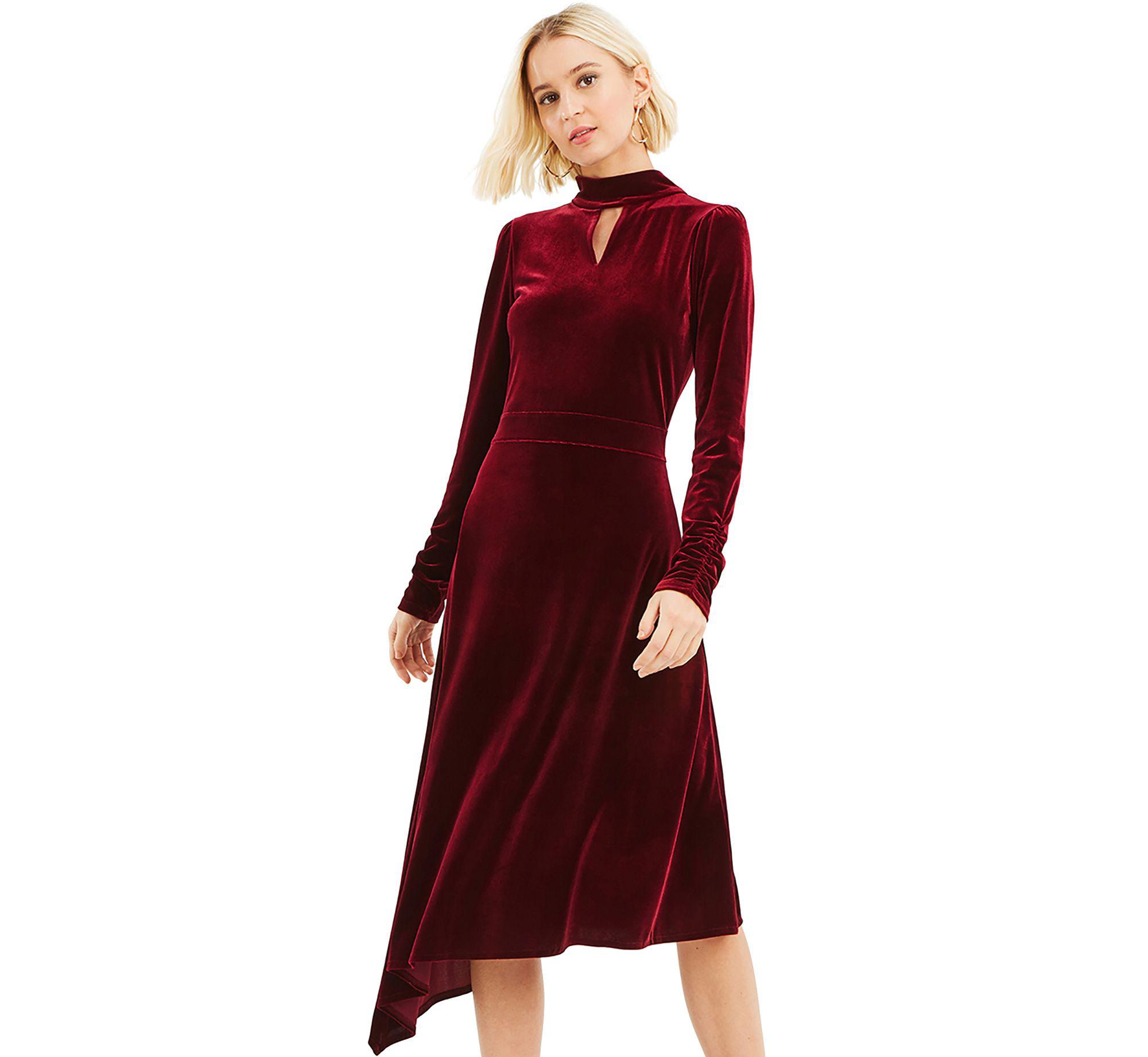oasis red velvet dress