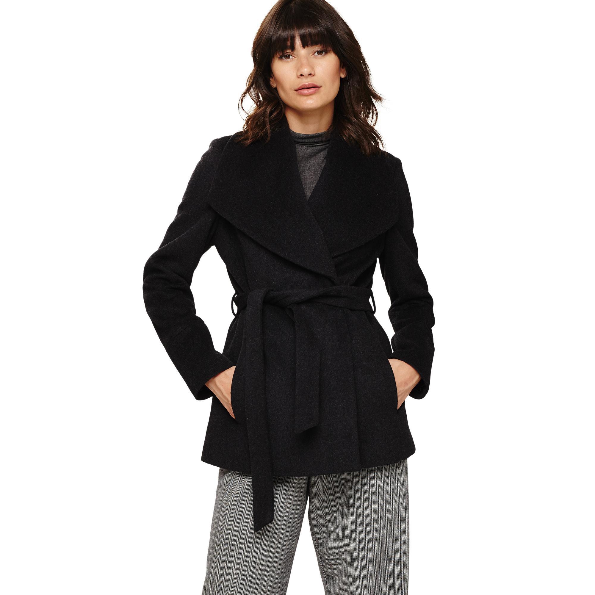 Phase Eight Nicci Short Belted Wool Coat in Charcoal Marl (Black) - Lyst