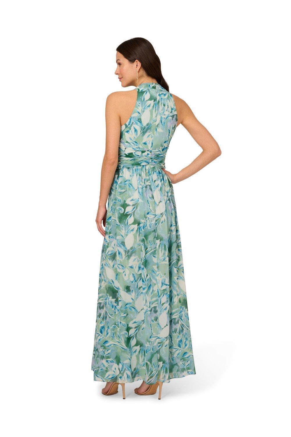 Adrianna Papell Chiffon Leaf Long Dress in Blue Lyst UK