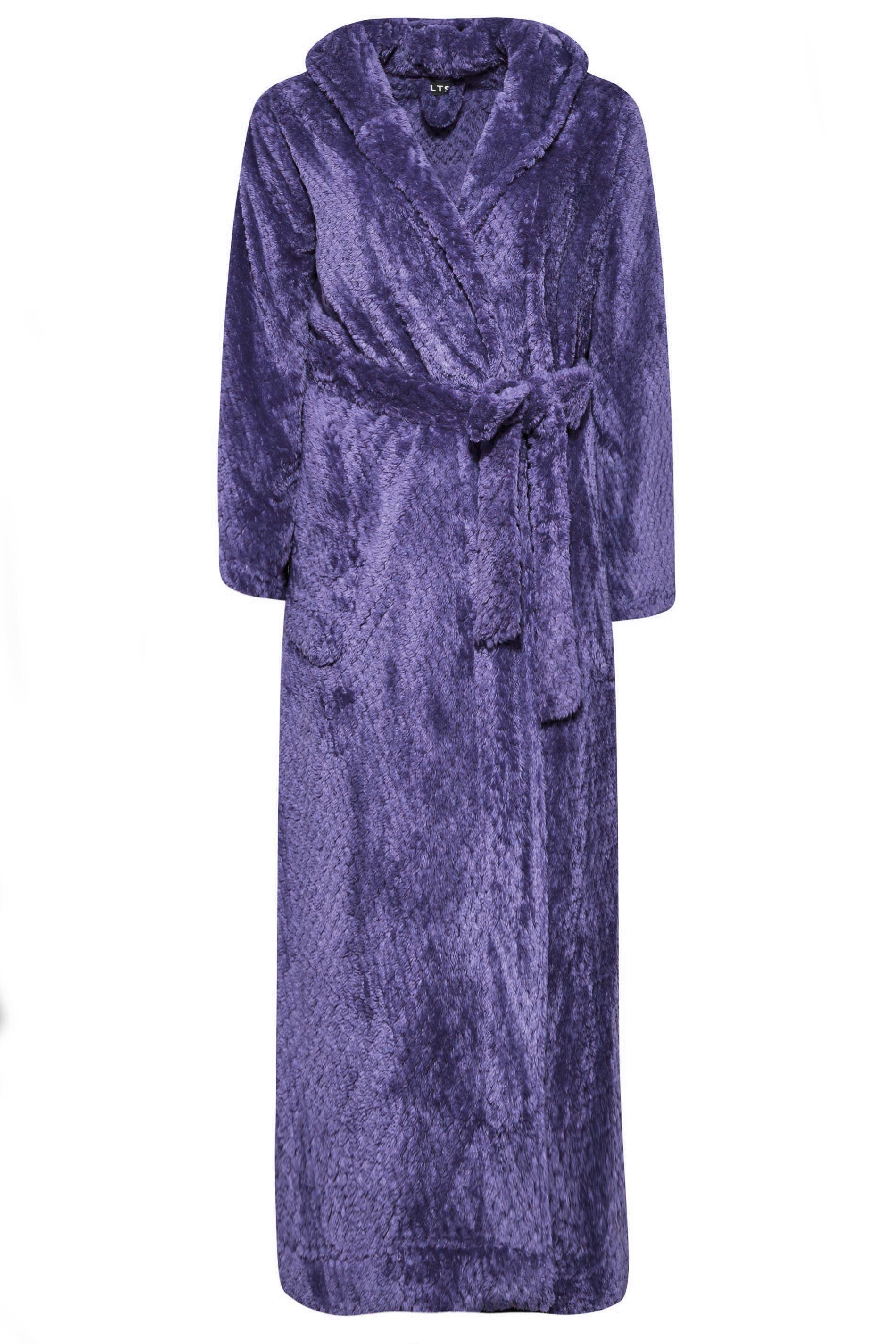 Mens Womens Fleece Waffle Long Purple Robe Luxury Lightweight Dressing Gown  Warm | eBay