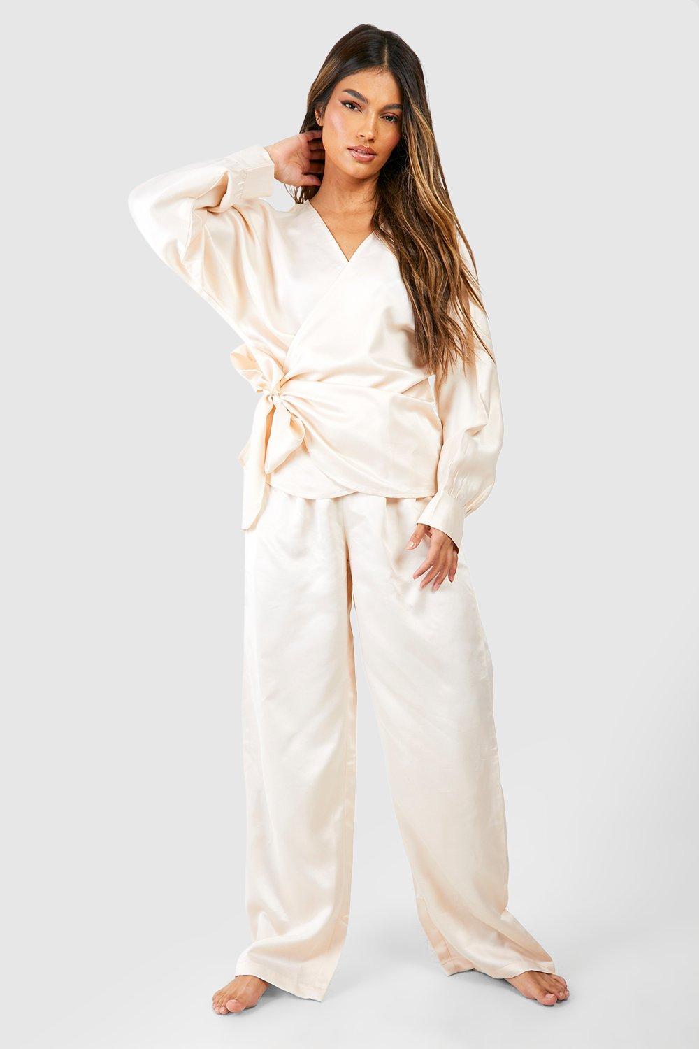 Satin best sale wrap pyjamas