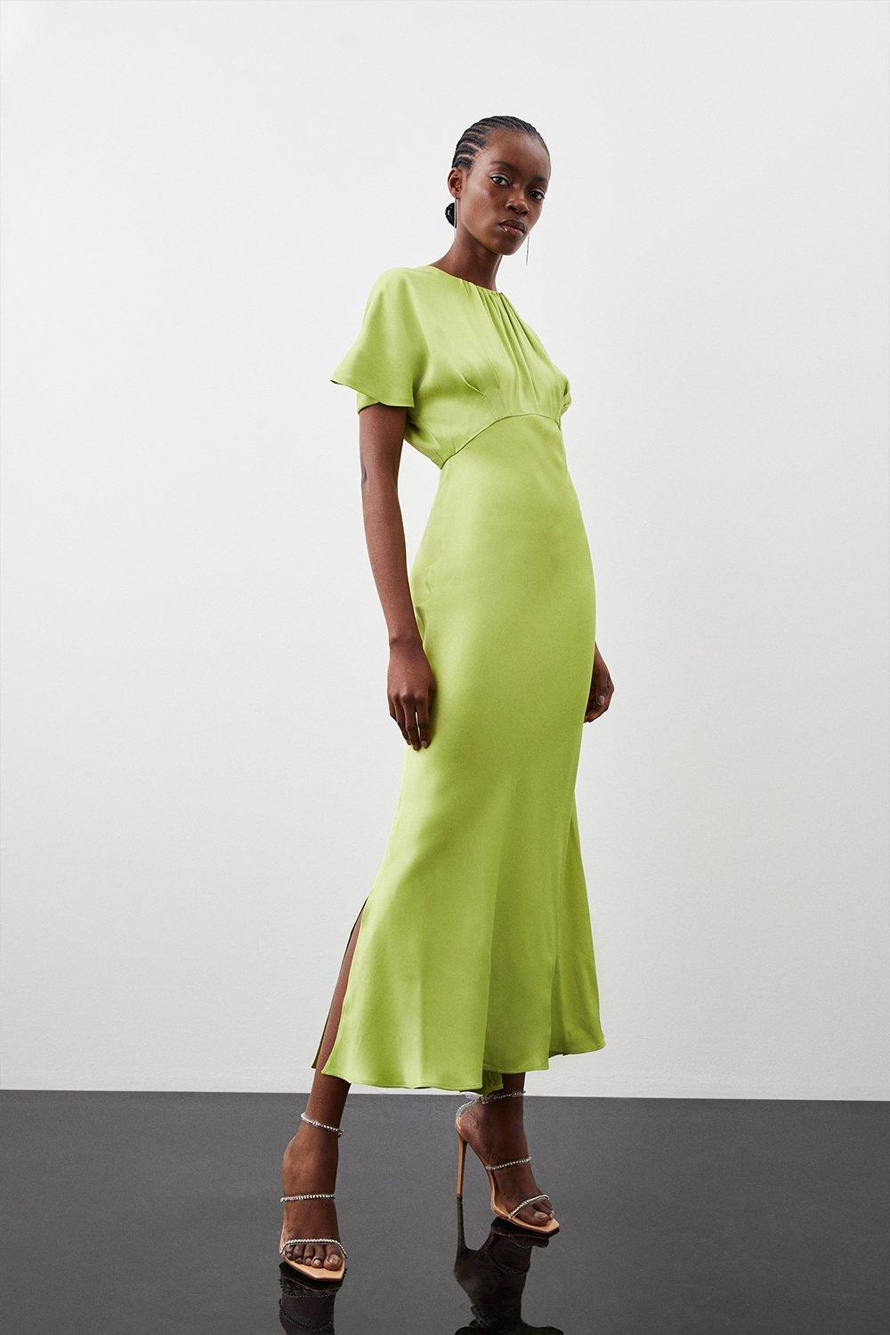 Lime green satin dress cheap