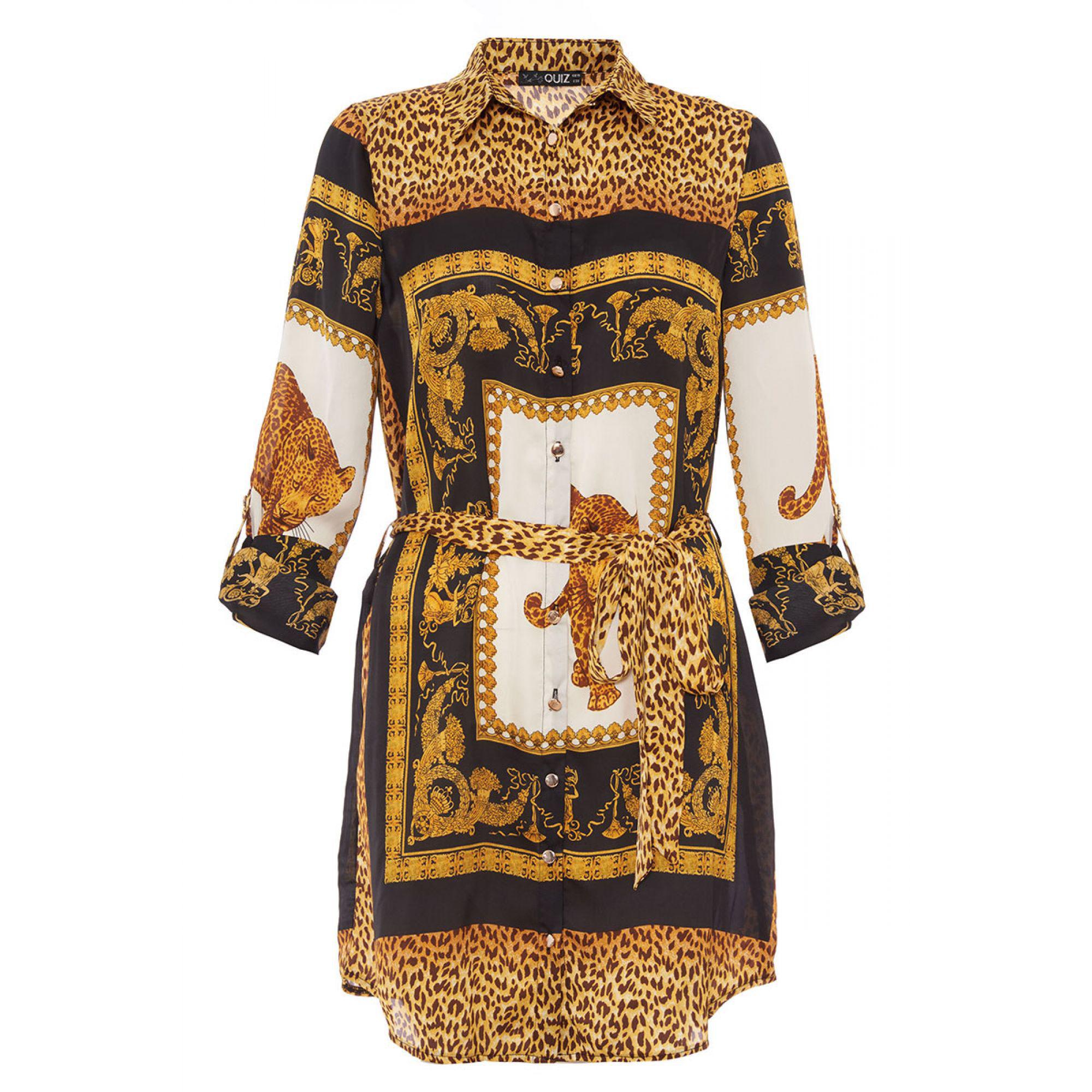 quiz leopard shirt dress